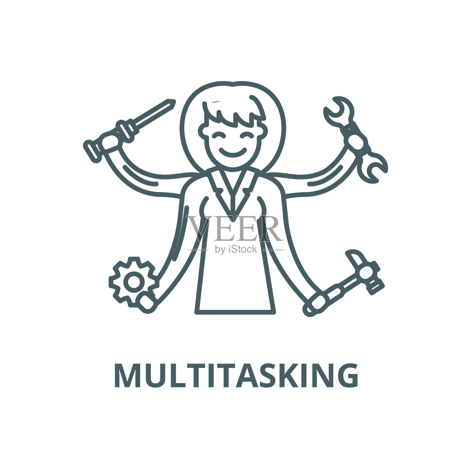 多任务矢量线图标、线性概念、轮廓符号、符号图标素材