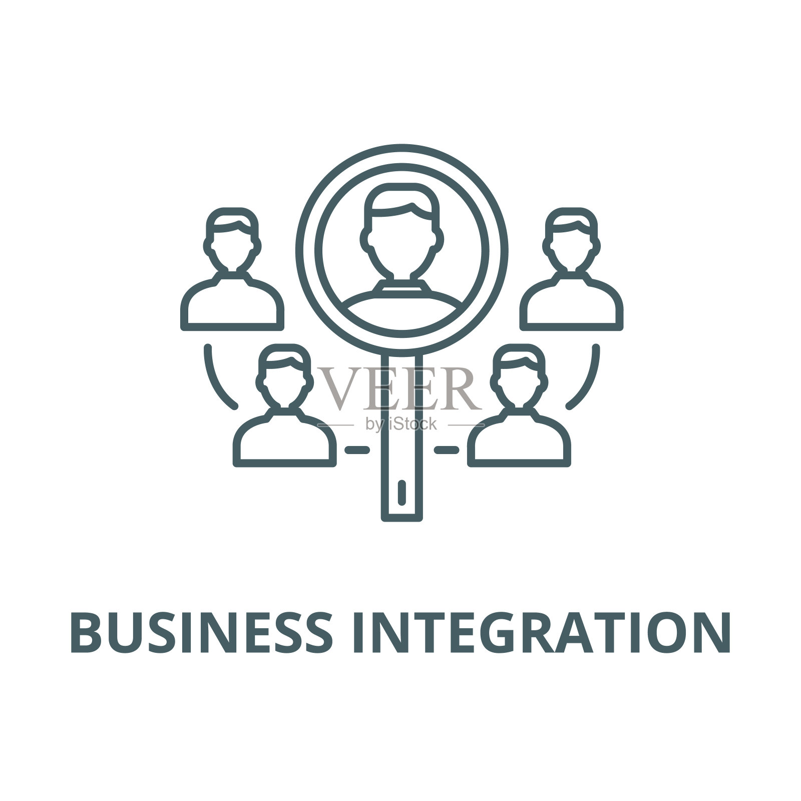 业务整合矢量线图标，线性概念，轮廓符号，符号图标素材