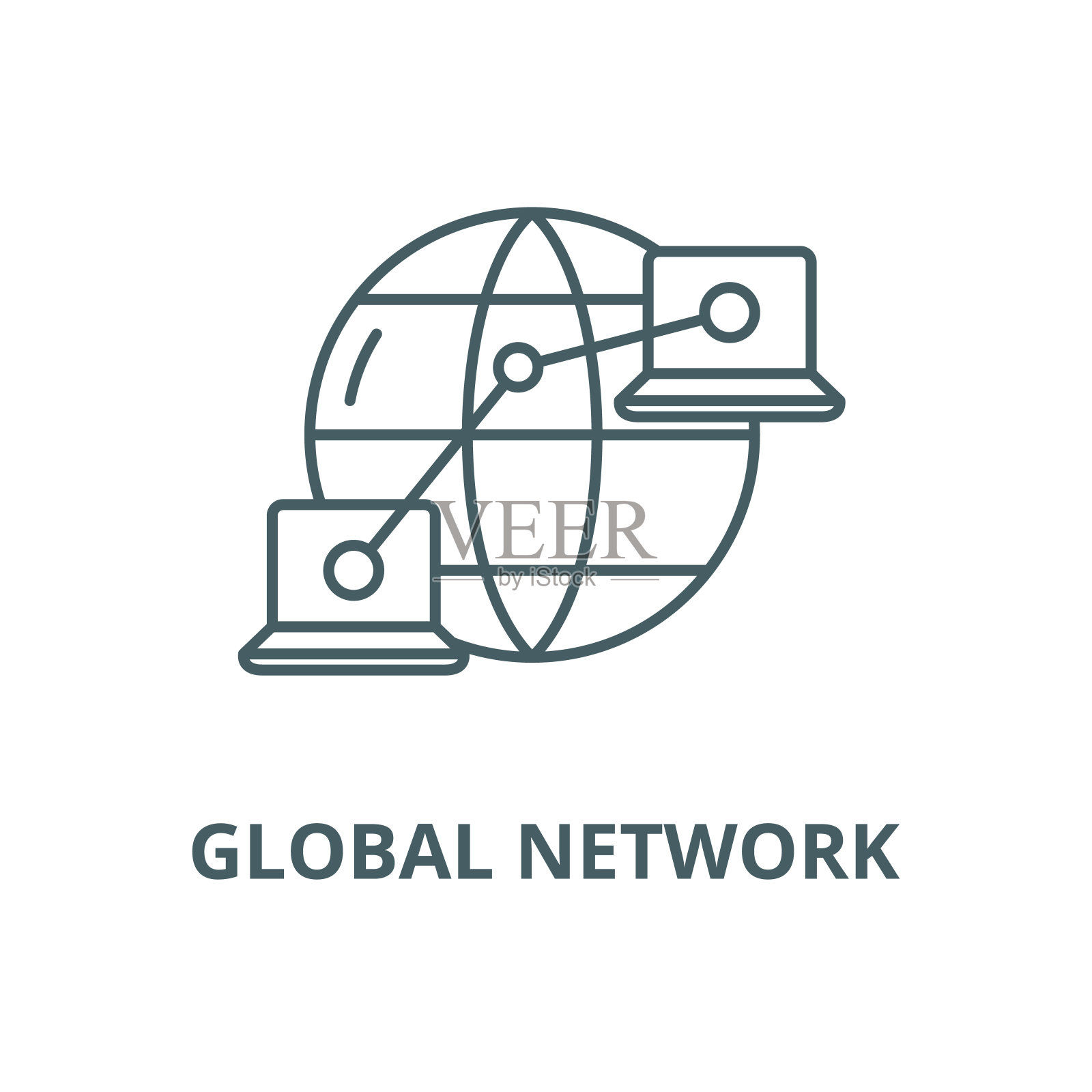 全球网络矢量线图标、线形概念、轮廓符号、符号插画图片素材