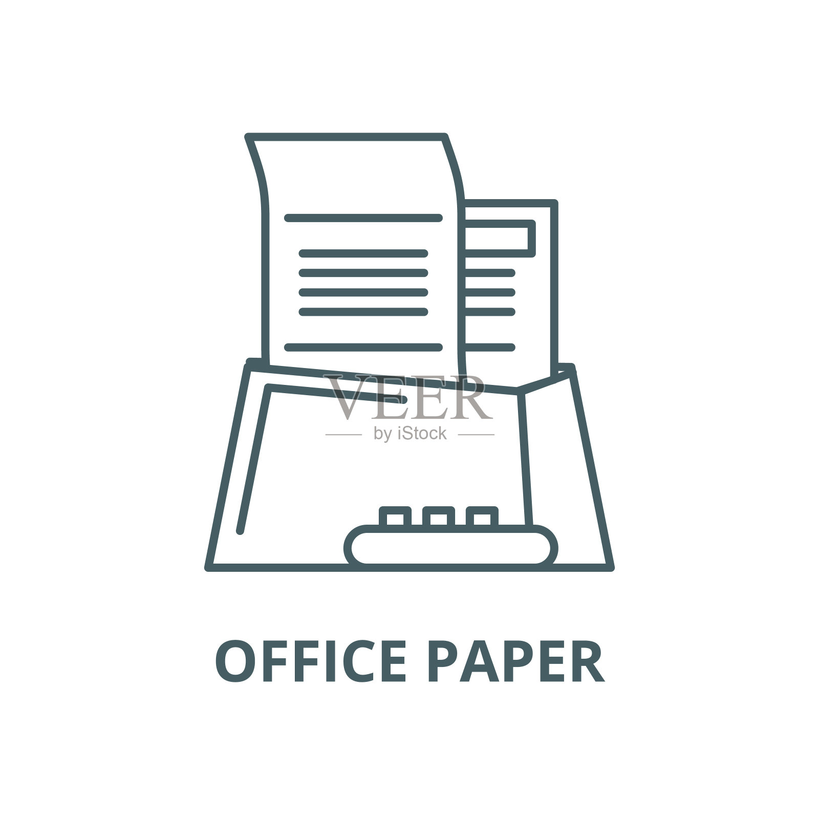 办公用纸矢量线图标、线形概念、轮廓符号、符号插画图片素材