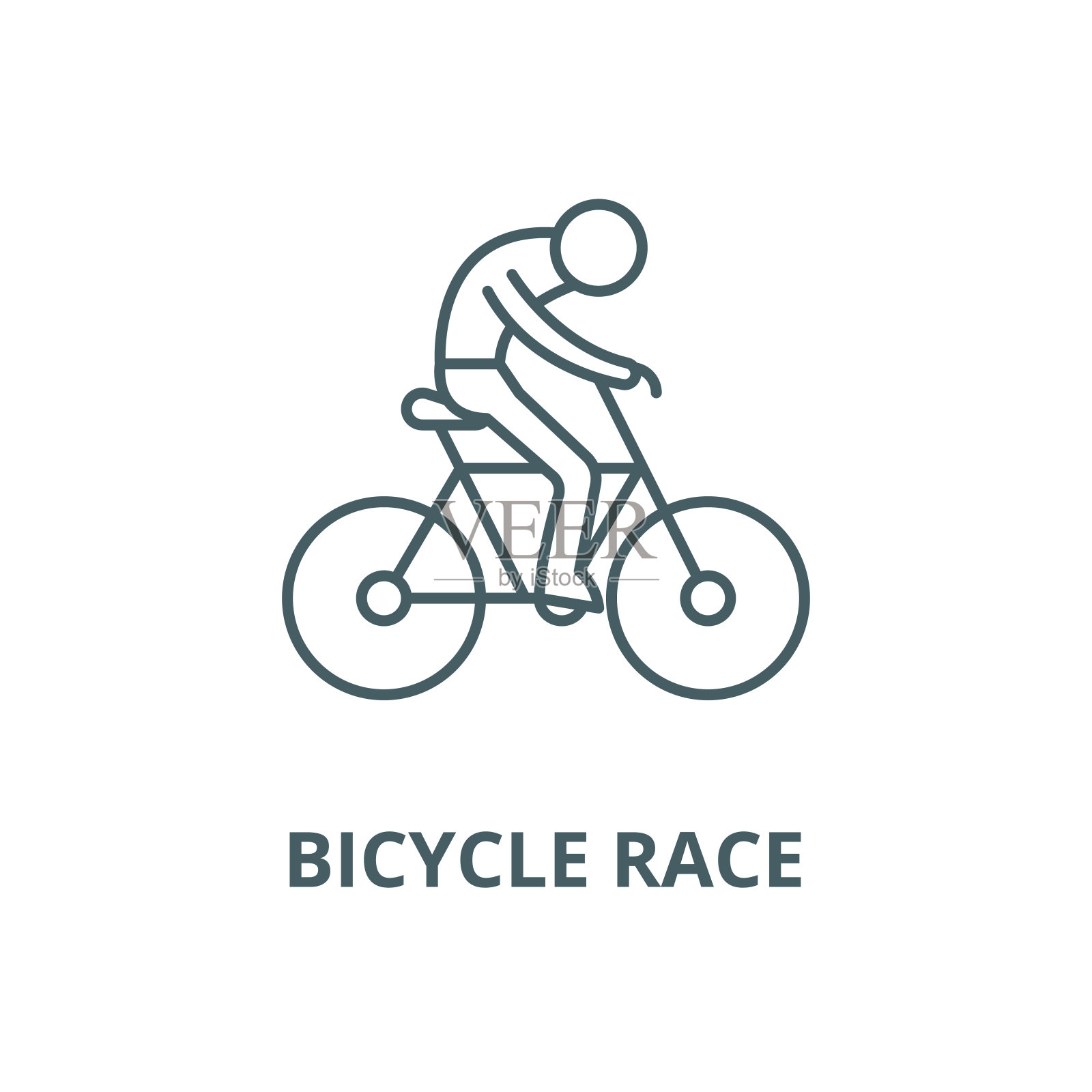 自行车比赛矢量线条图标，线性概念，轮廓标志，符号图标素材