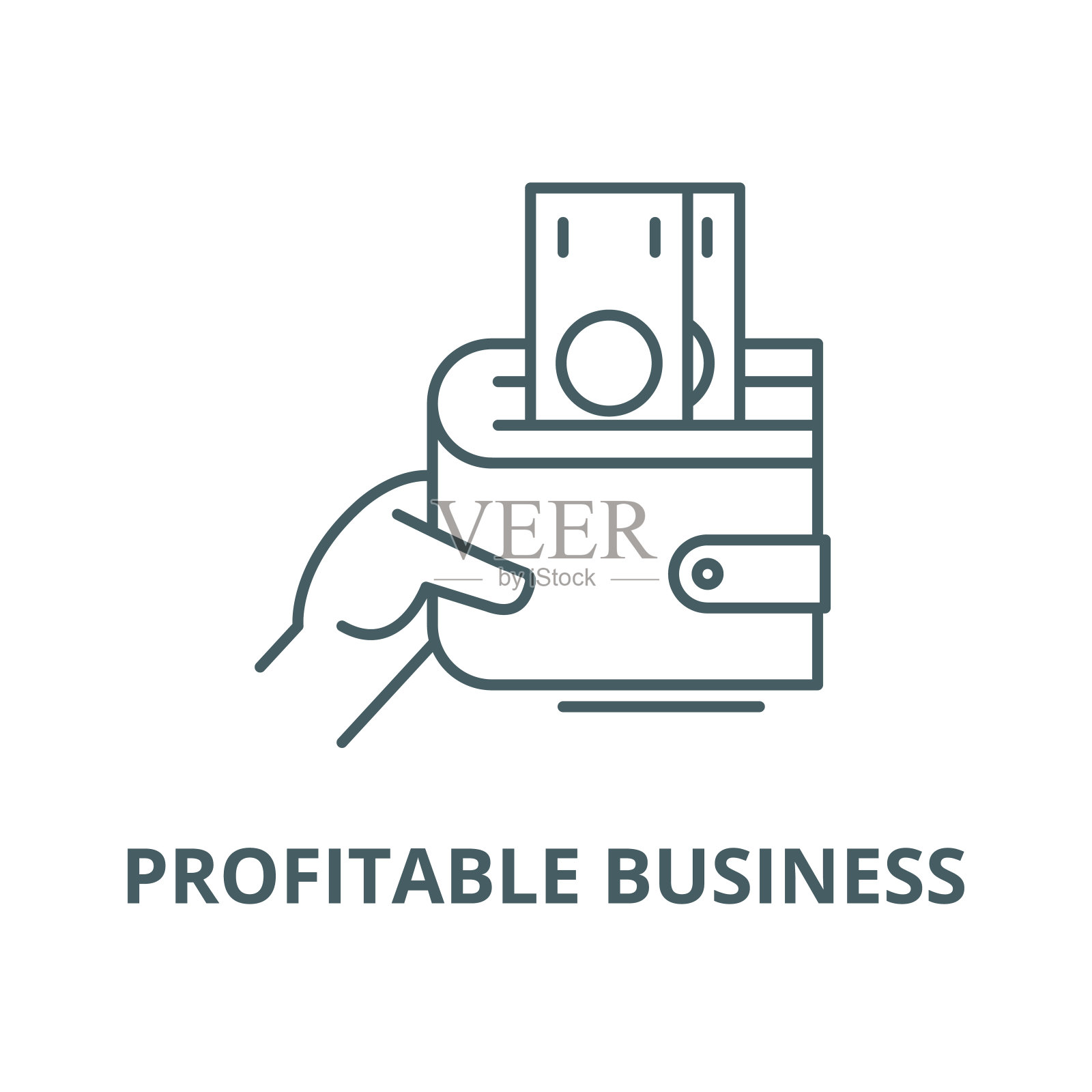 盈利业务矢量线图标，线性概念，轮廓符号，符号插画图片素材