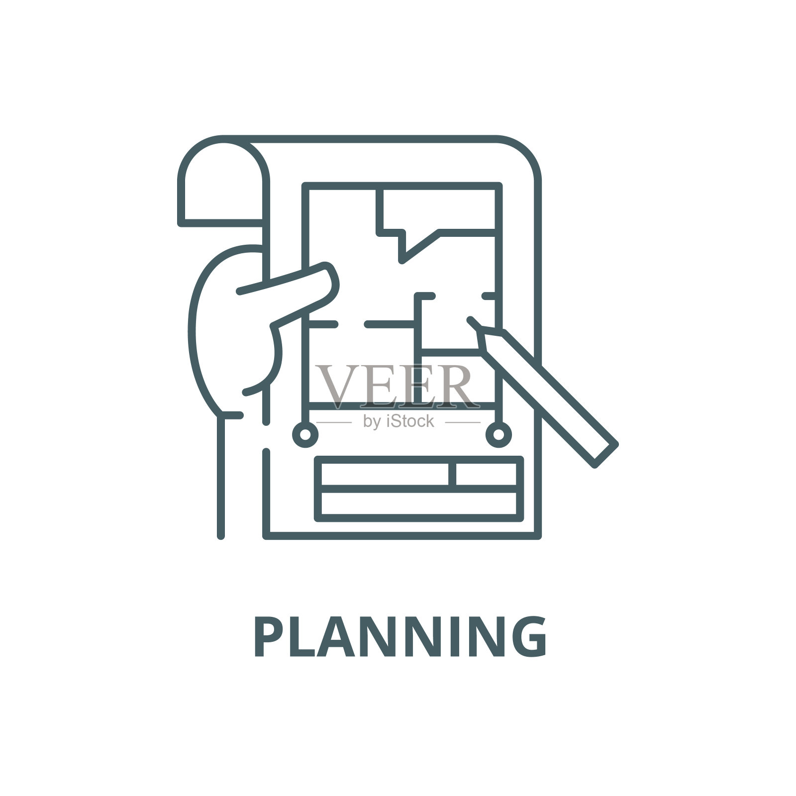 规划矢量线图标、线性概念、轮廓符号、符号图标素材