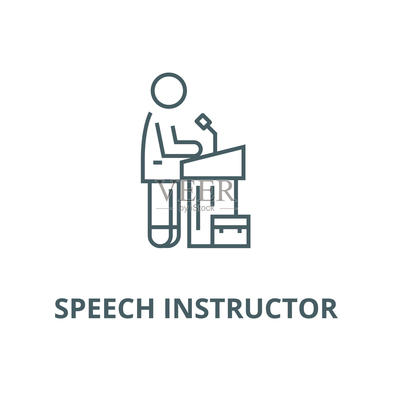 演讲讲师、讲师矢量线图标、线形概念、轮廓符号、符号插画图片素材