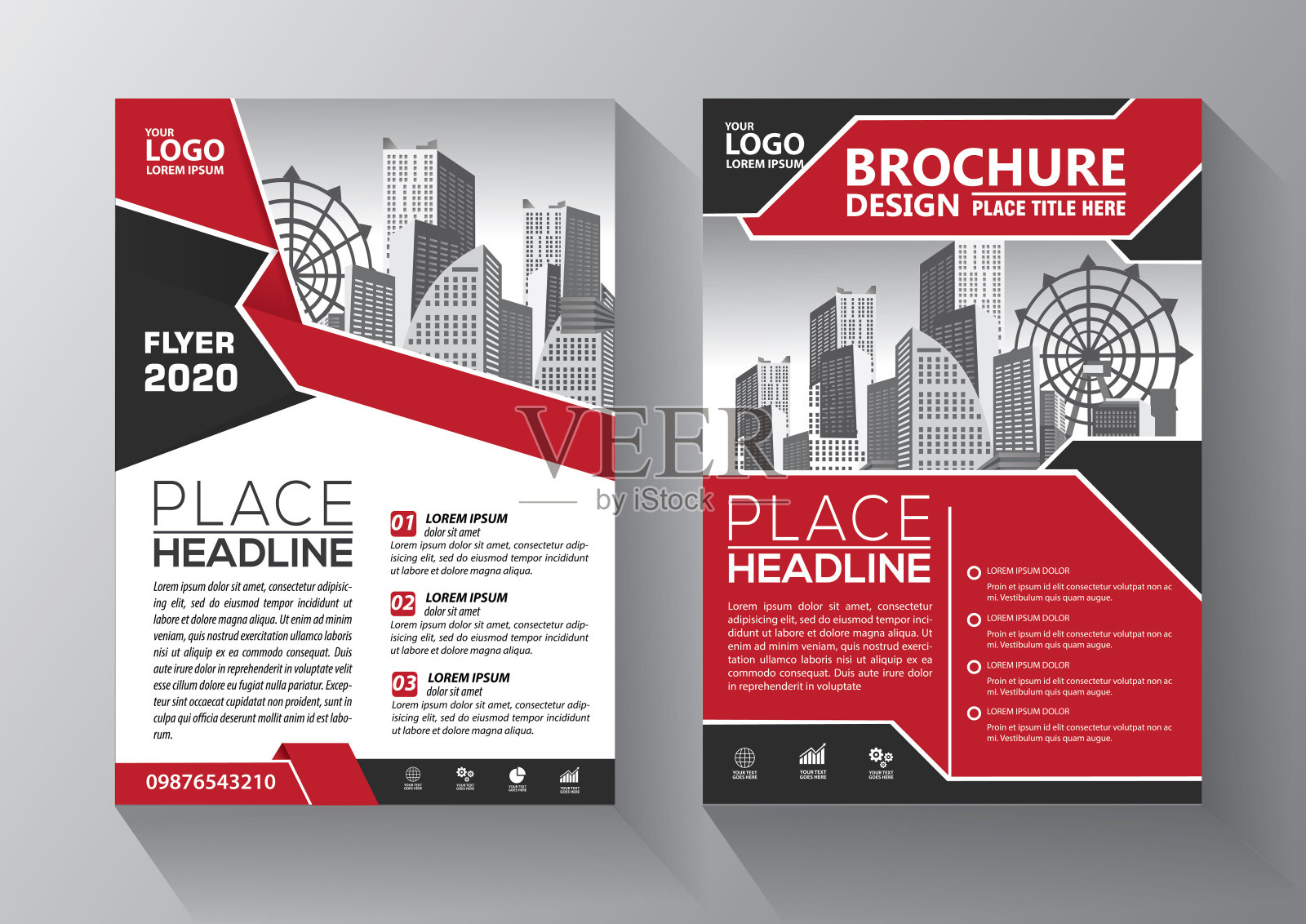 宣传册设计，封面现代布局，年度报告，海报，传单在A4彩色三角形，几何形状的技术，科学，市场与光背景插画图片素材