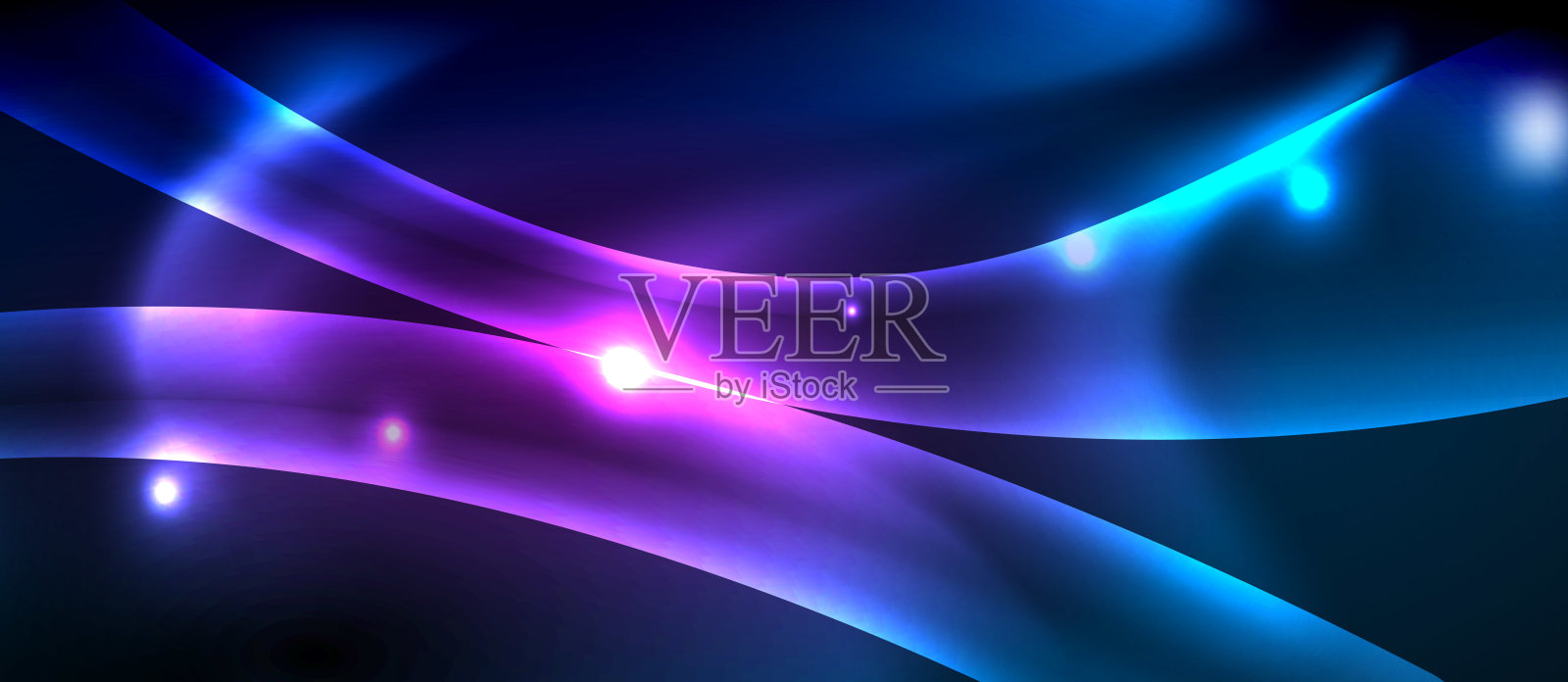 霓虹发光的线条，神奇能量的空间灯光概念，抽象的背景墙纸设计插画图片素材