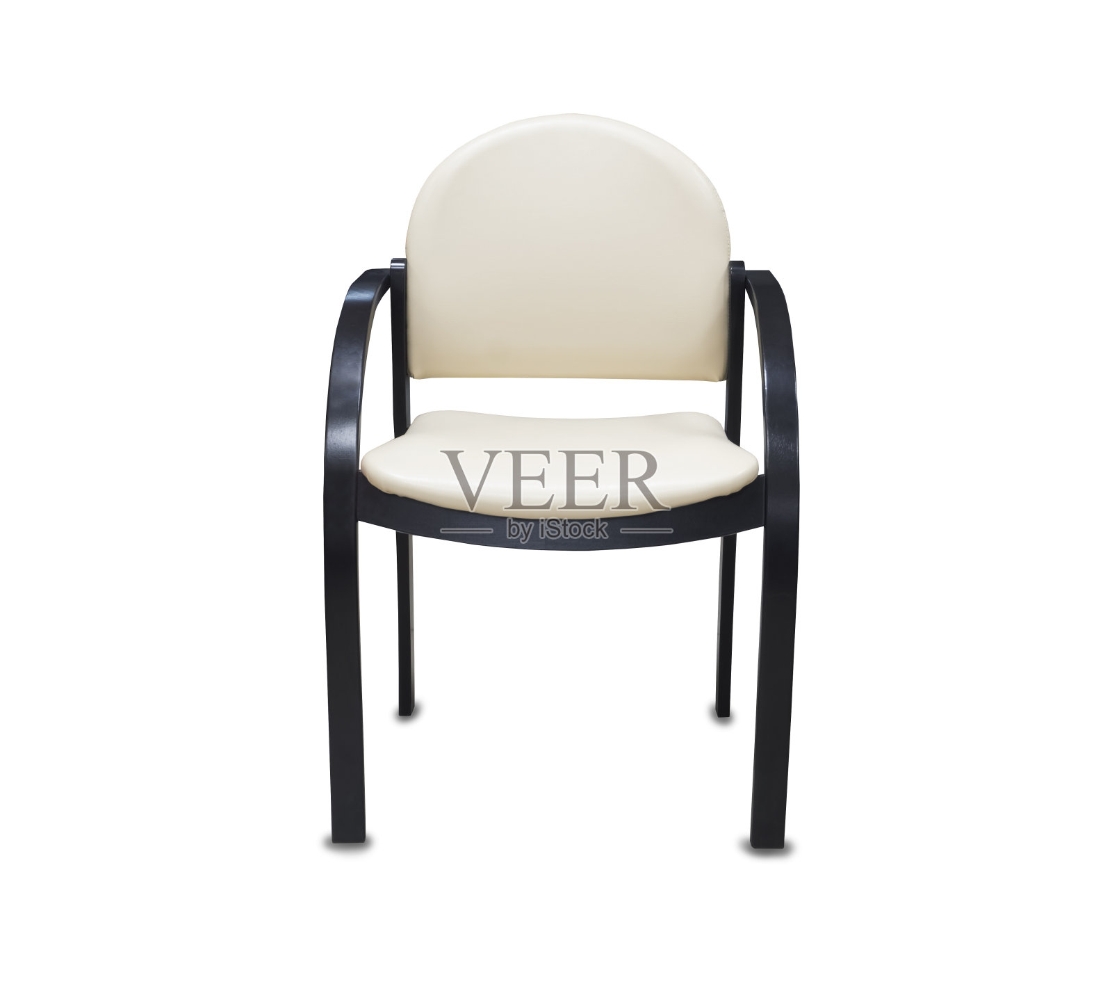 白色皮革的办公椅。孤立在白色照片摄影图片