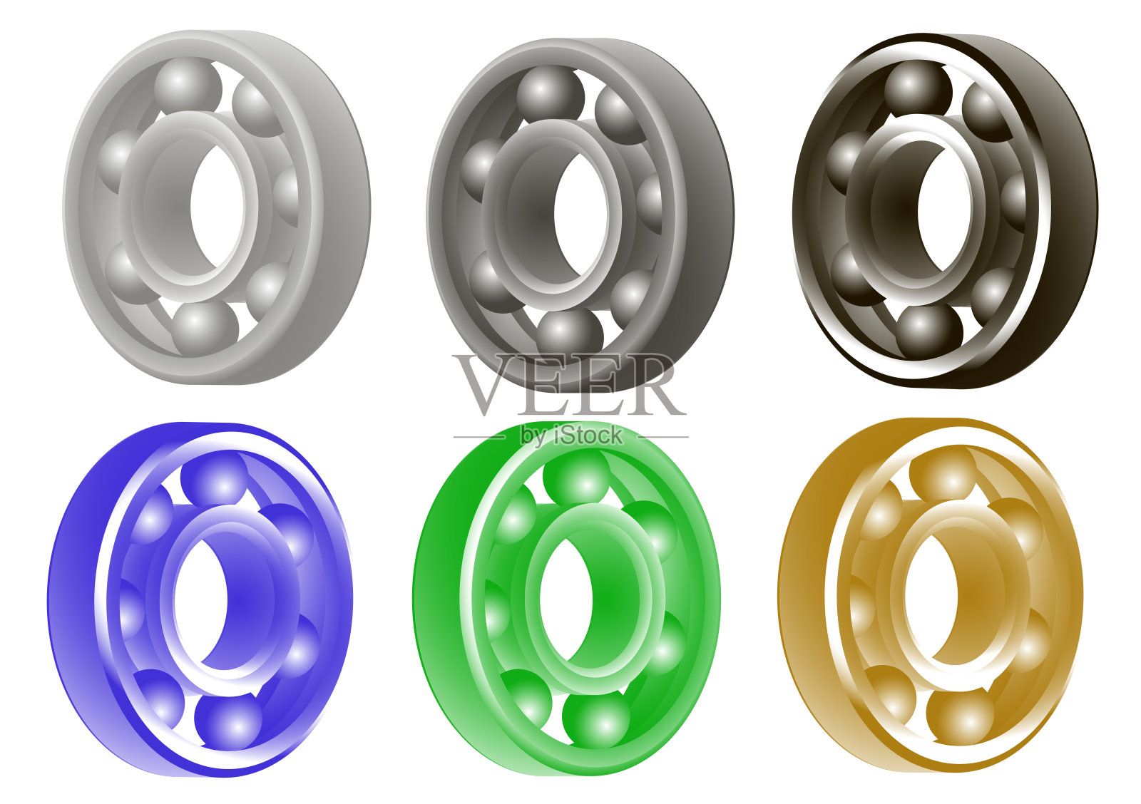 一组滚珠轴承插画图片素材