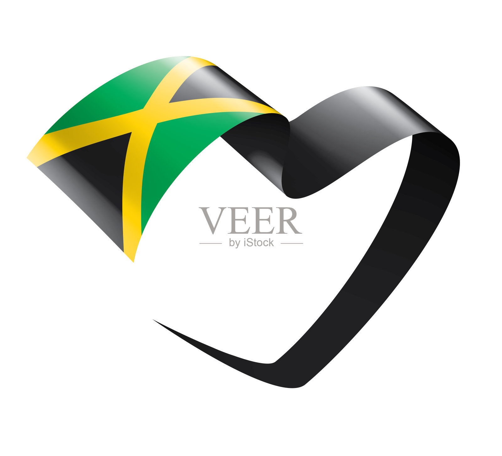 牙买加国旗，白色背景上的矢量插图插画图片素材