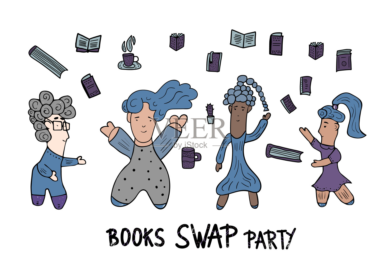 书交换手写字母。矢量设计。插画图片素材