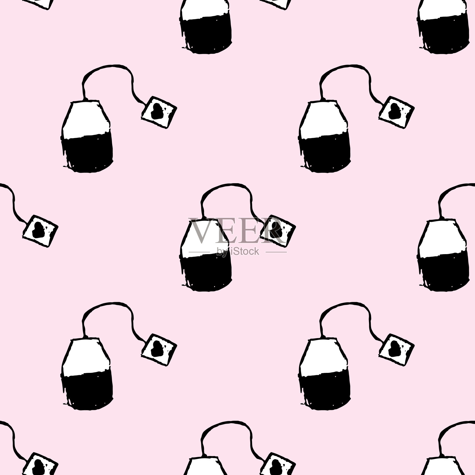 无缝模式与茶包插画图片素材