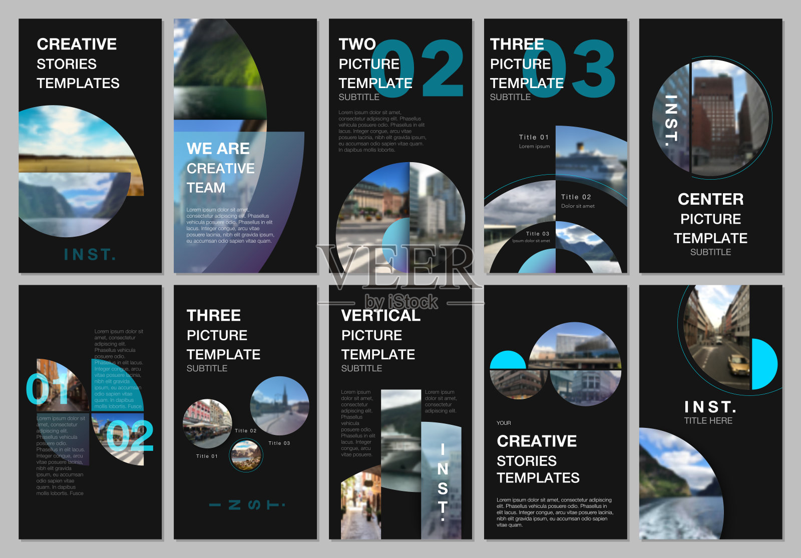 社交网络故事设计，垂直横幅或传单模板与彩色圆形元素，圆形形状。封面设计模板的传单，传单，小册子，介绍，广告。设计模板素材