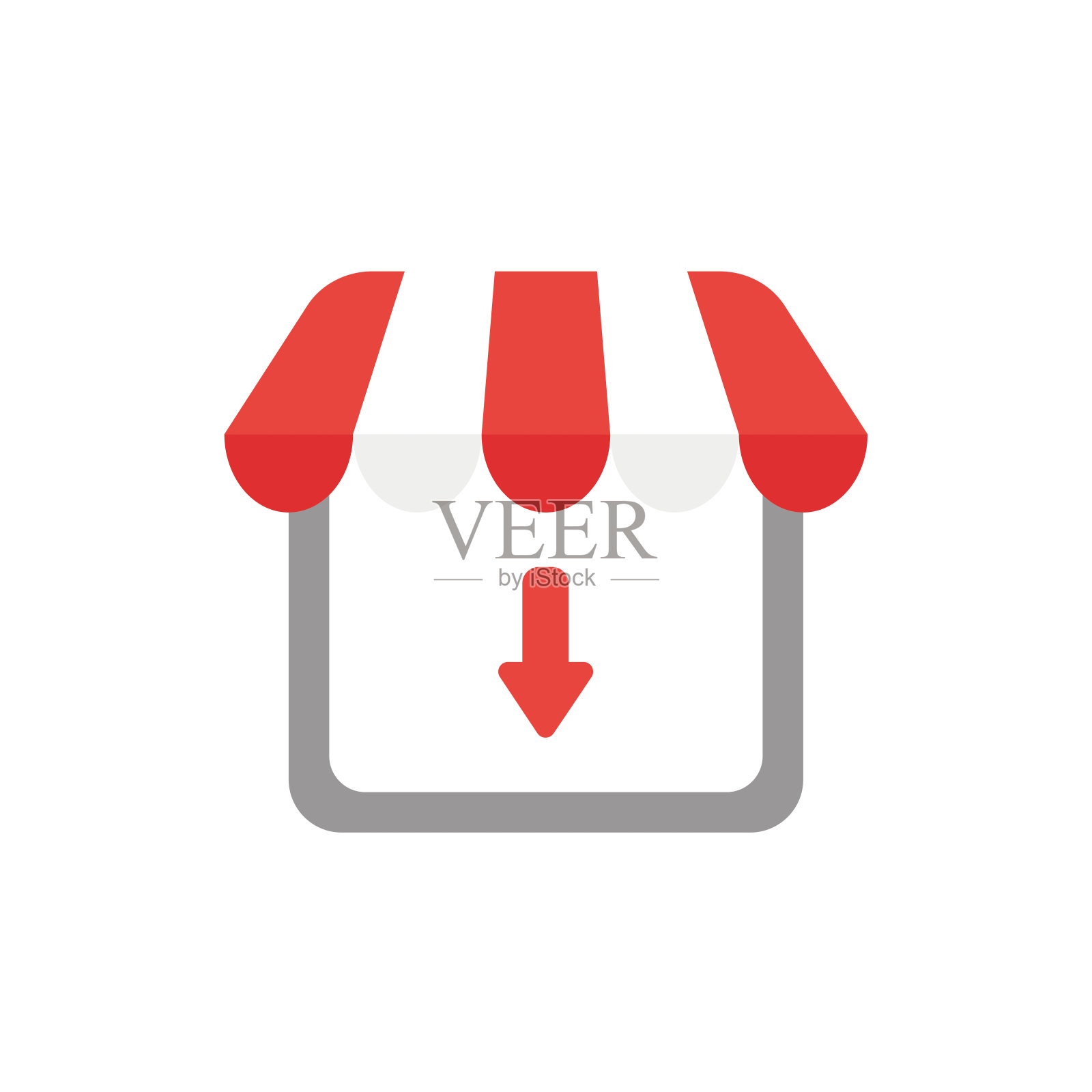 向量图标的概念商店与箭头移动下来插画图片素材