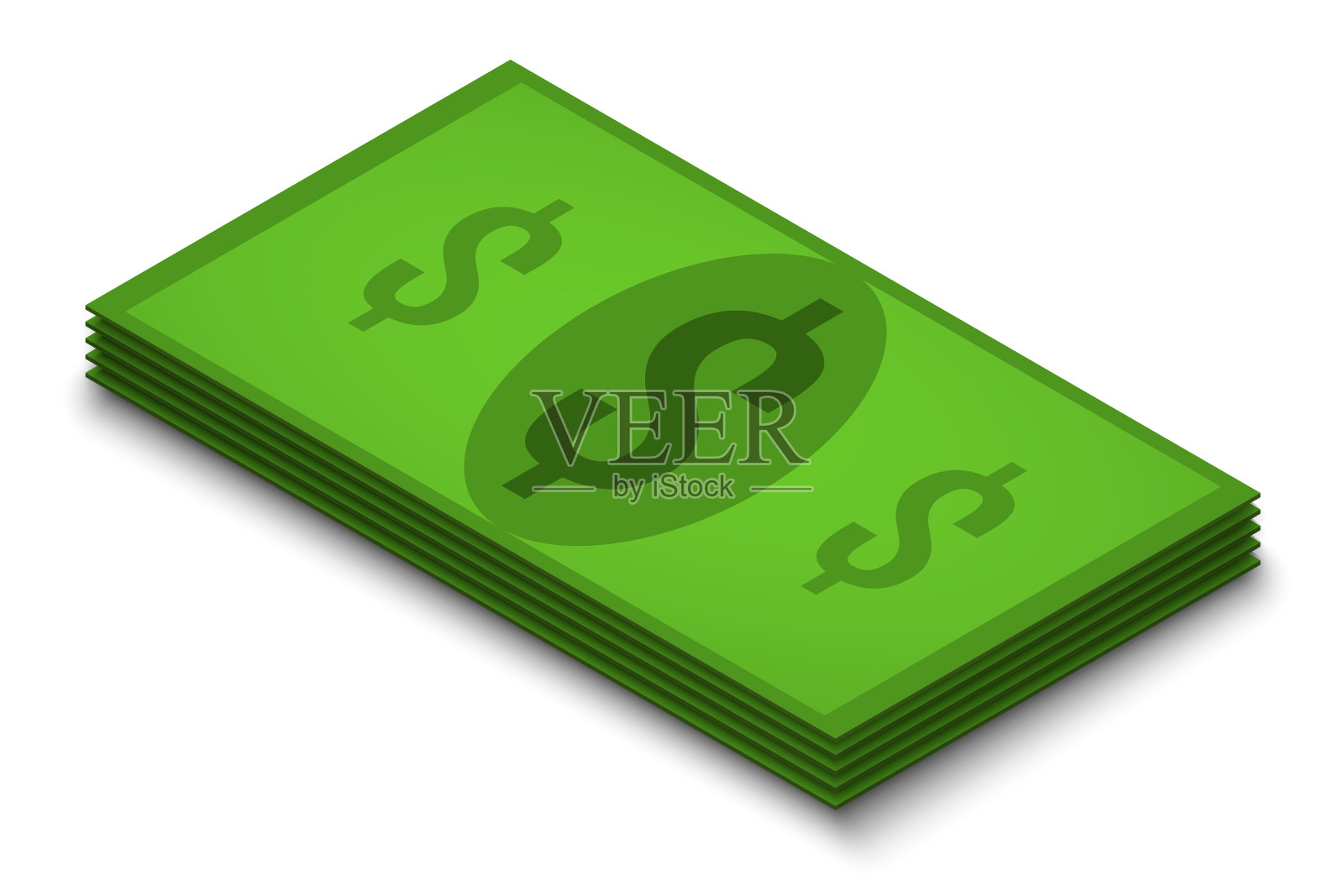 白色背景上的美元钞票，孤立的，等距的插画图片素材