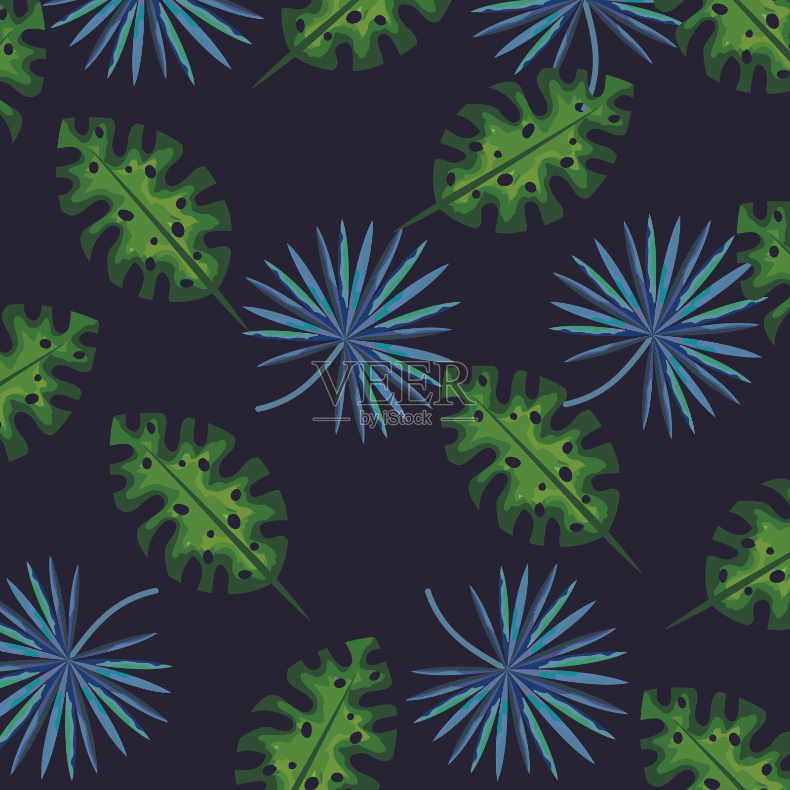 热带植物树叶背景插画图片素材