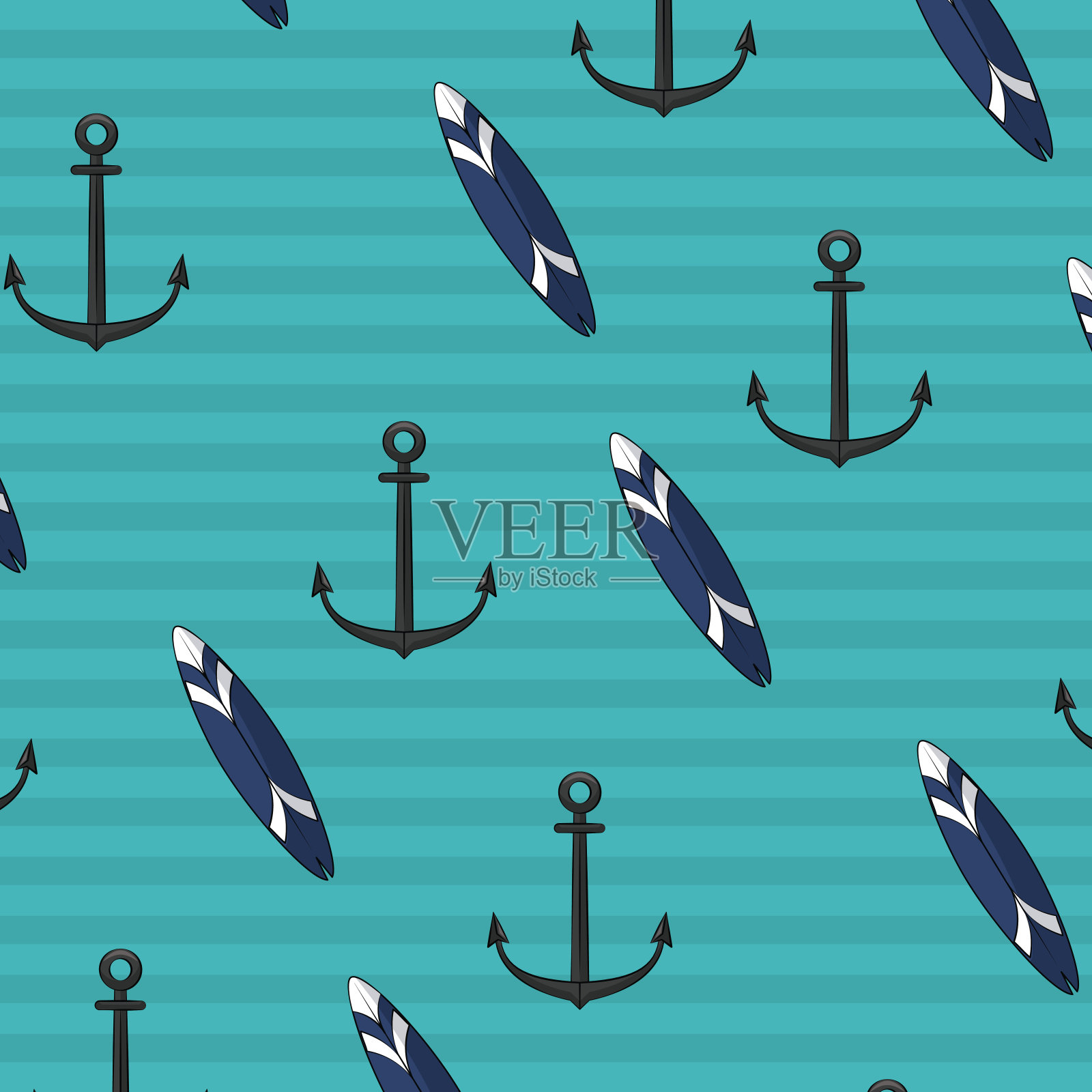 锚冲浪板背景插画图片素材