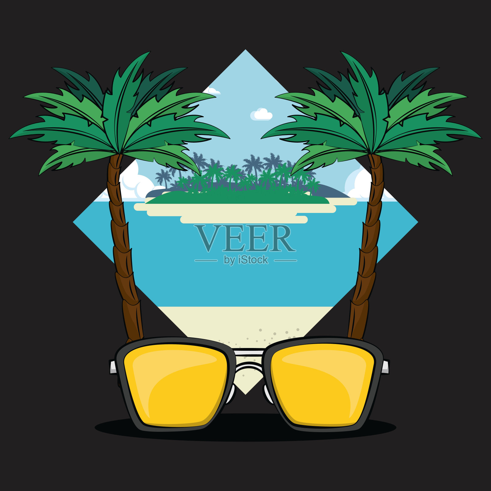 热带冲浪生活主题插画图片素材