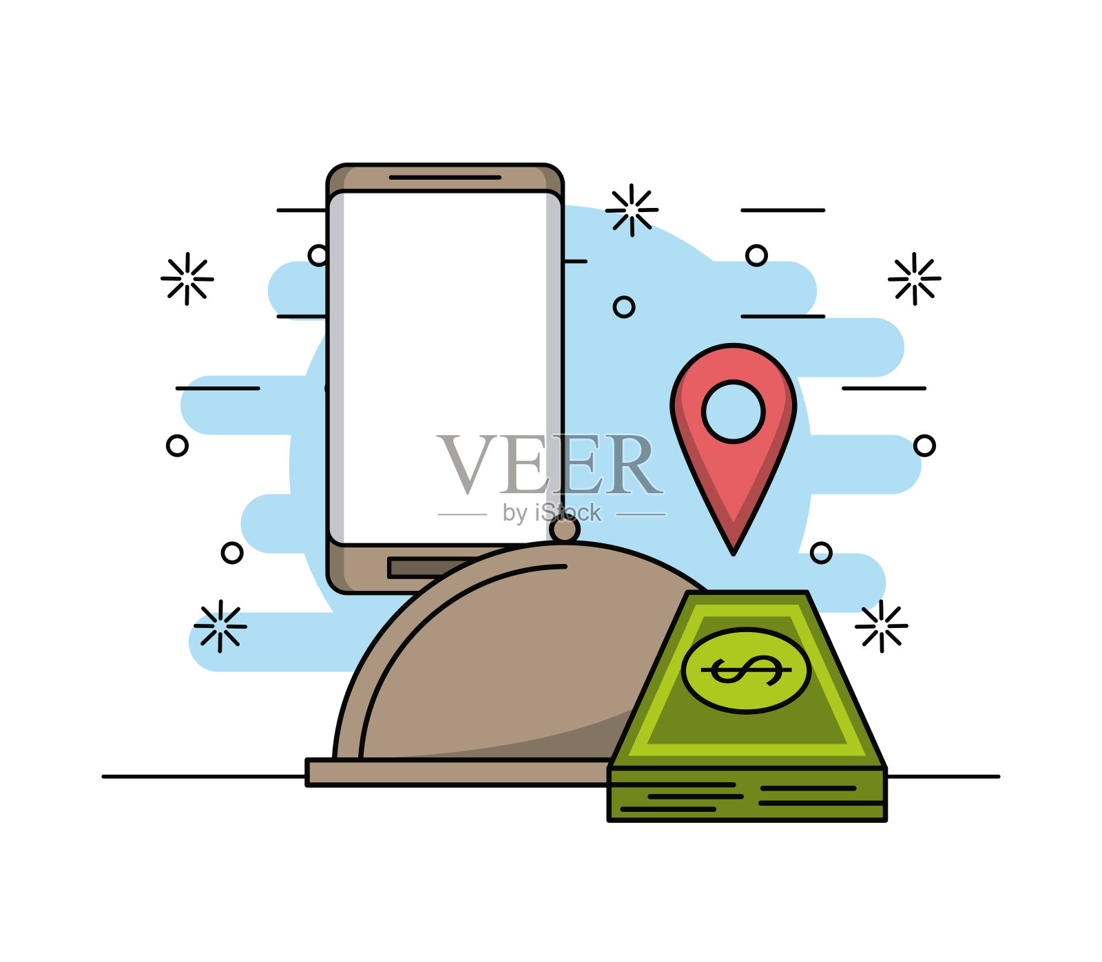 在线订单食物插画图片素材