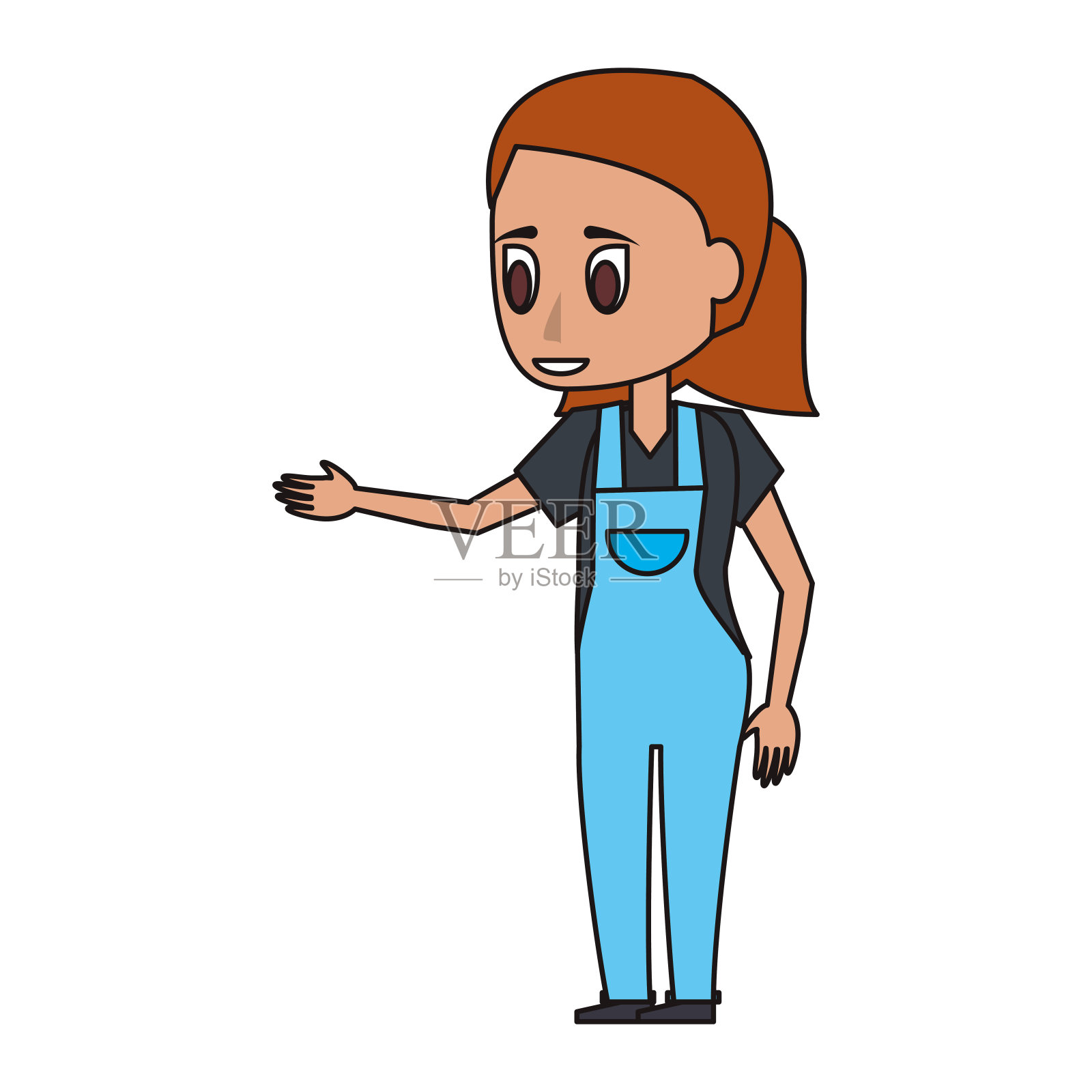 年轻女子卡通插画图片素材