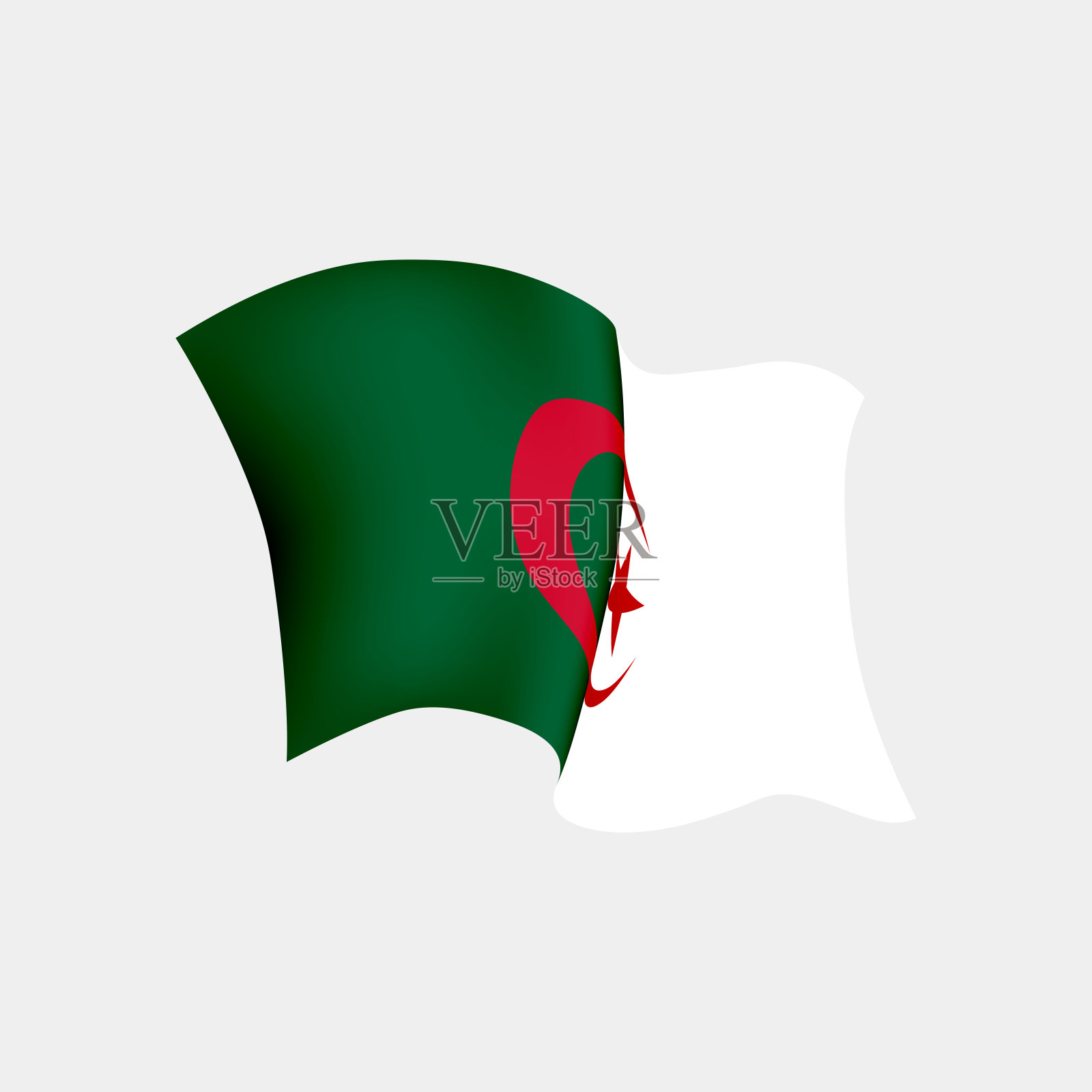 阿尔及利亚国旗飘扬。矢量插图阿尔及尔插画图片素材