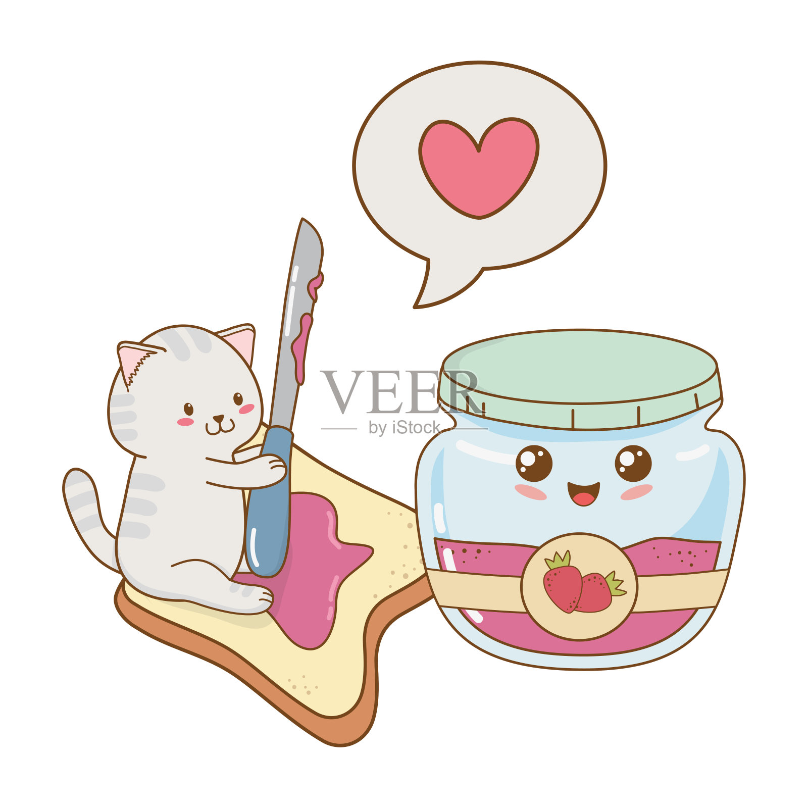 草莓酱可爱的小猫设计元素图片