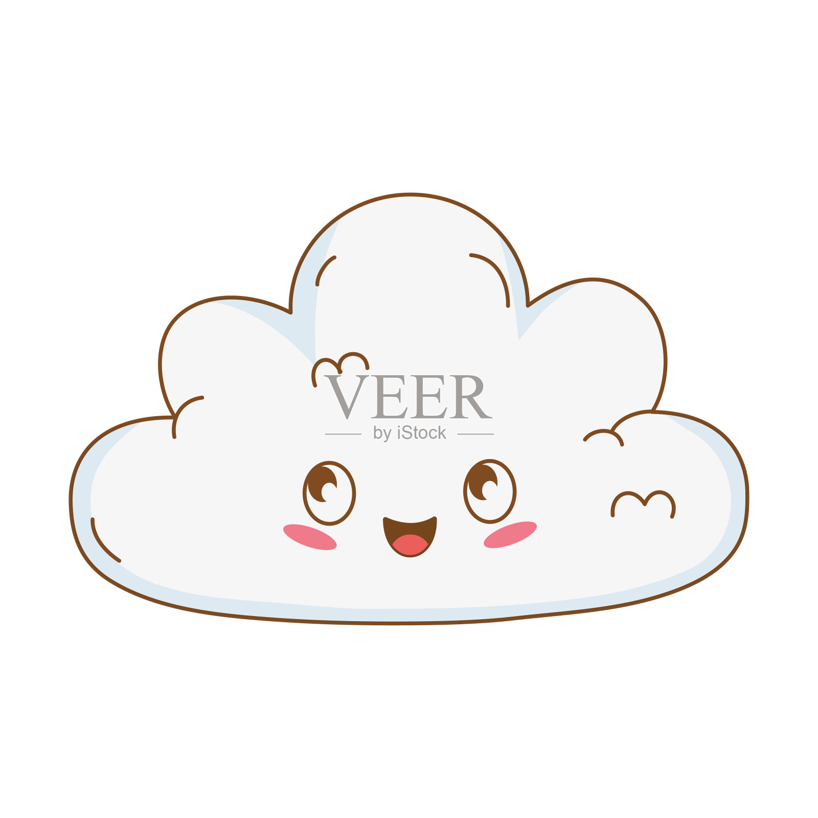 可爱的云卡哇伊角色插画图片素材