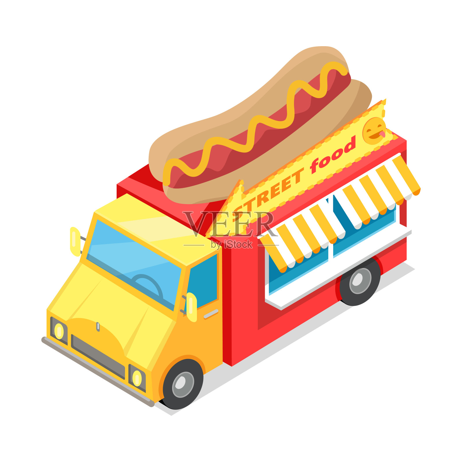 街道快餐等距矢量插图插画图片素材