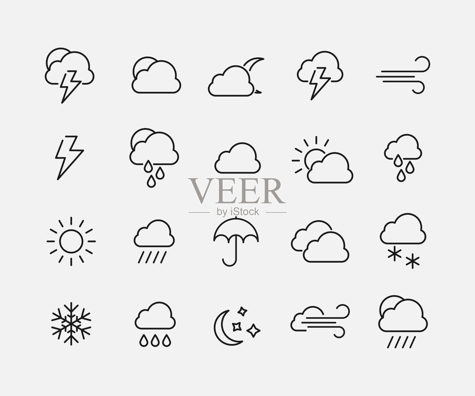 高级套的天气线图标。图标素材