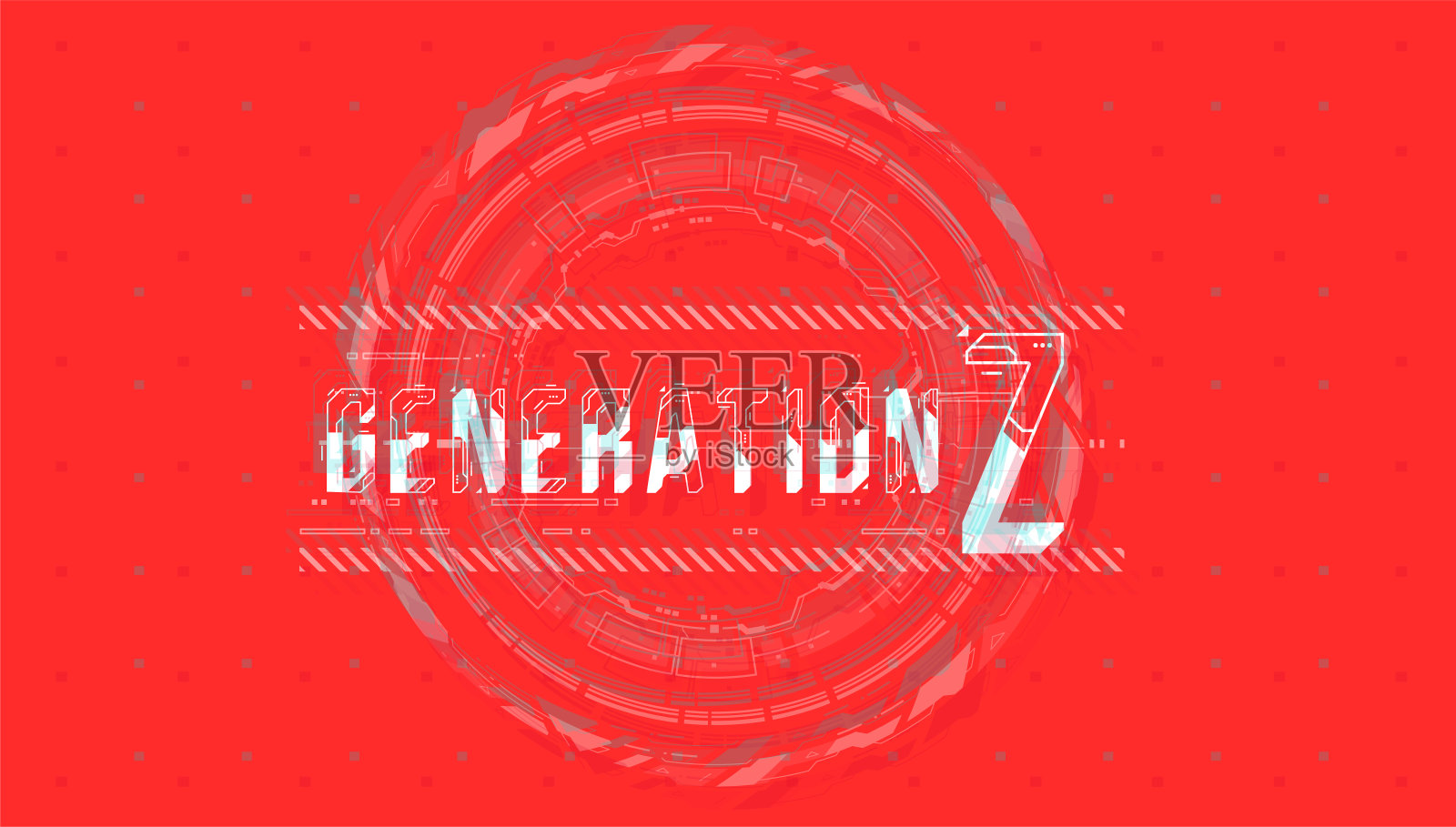 z世代概念布局与HUD元素打印和网页。文字与未来的用户界面元素。插画图片素材