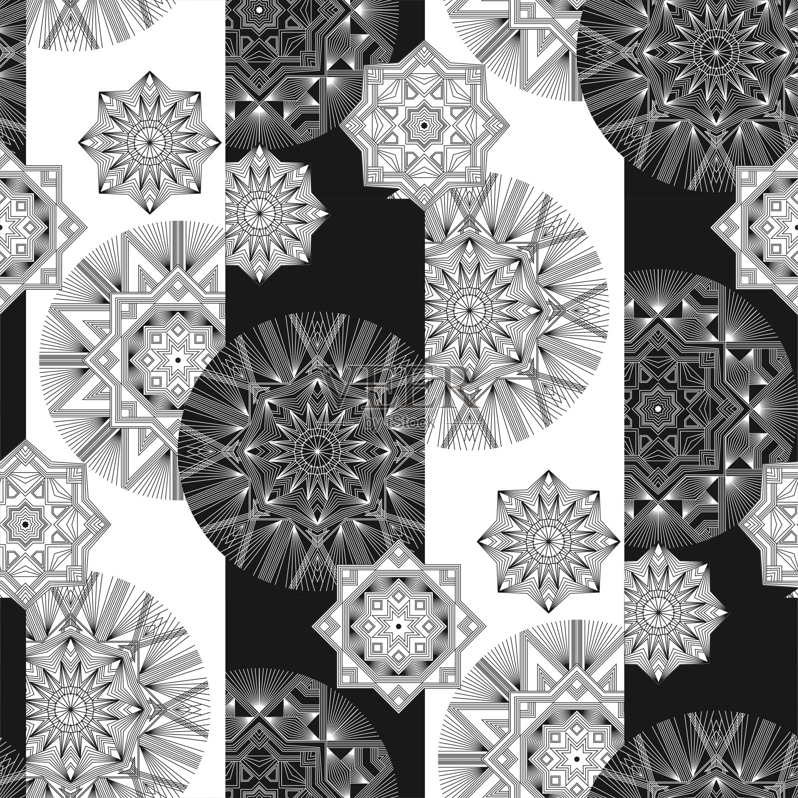 几何细线雪矢量无缝图案插画图片素材