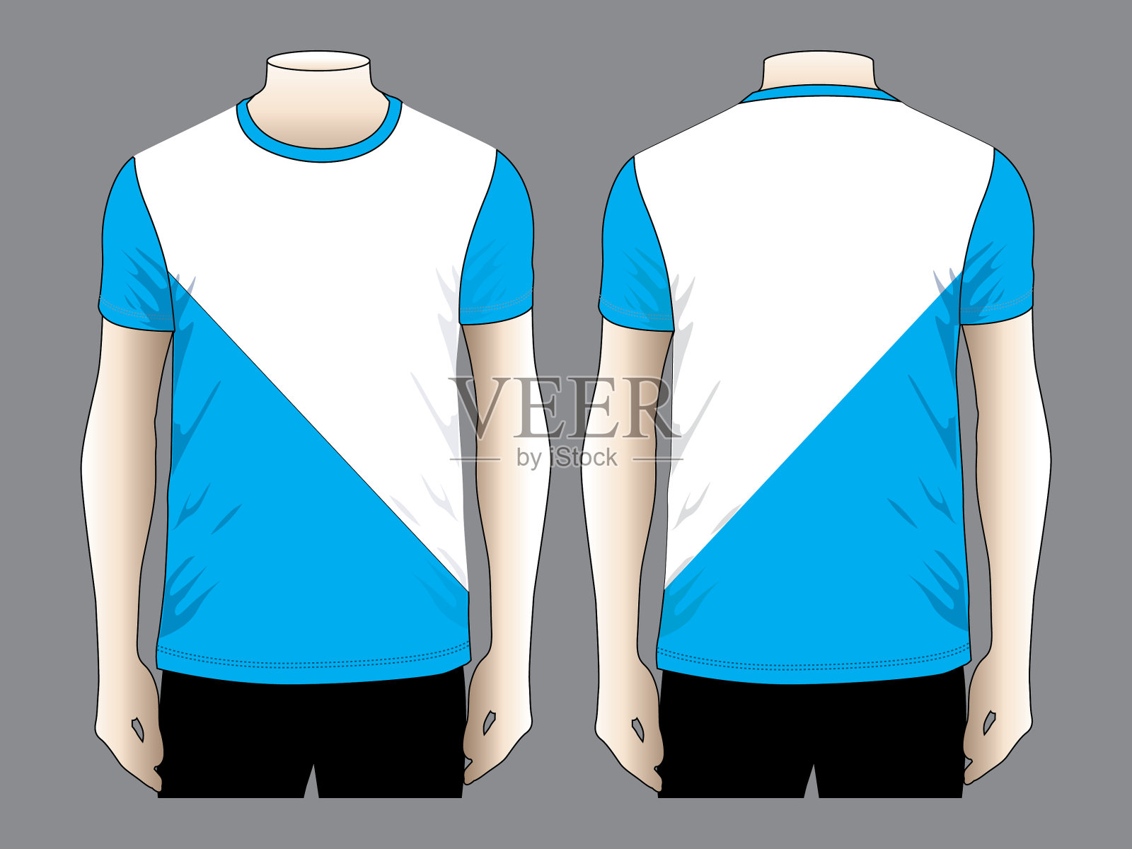 t恤设计矢量(白色/蓝色)插画图片素材