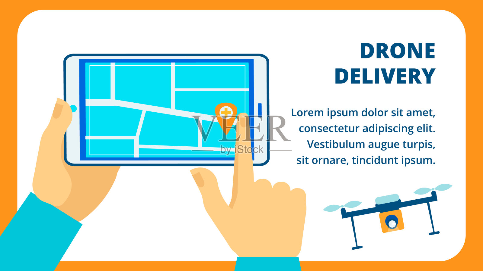 横幅广告无人机交付移动应用插画图片素材