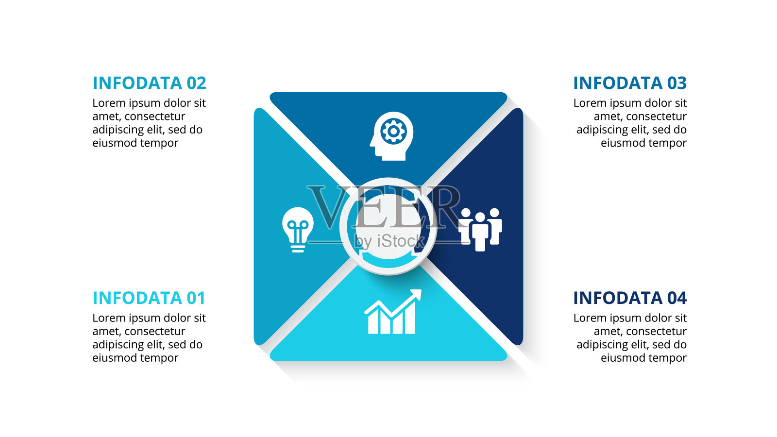 矢量方形信息图与4个选项。演示幻灯片。插画图片素材