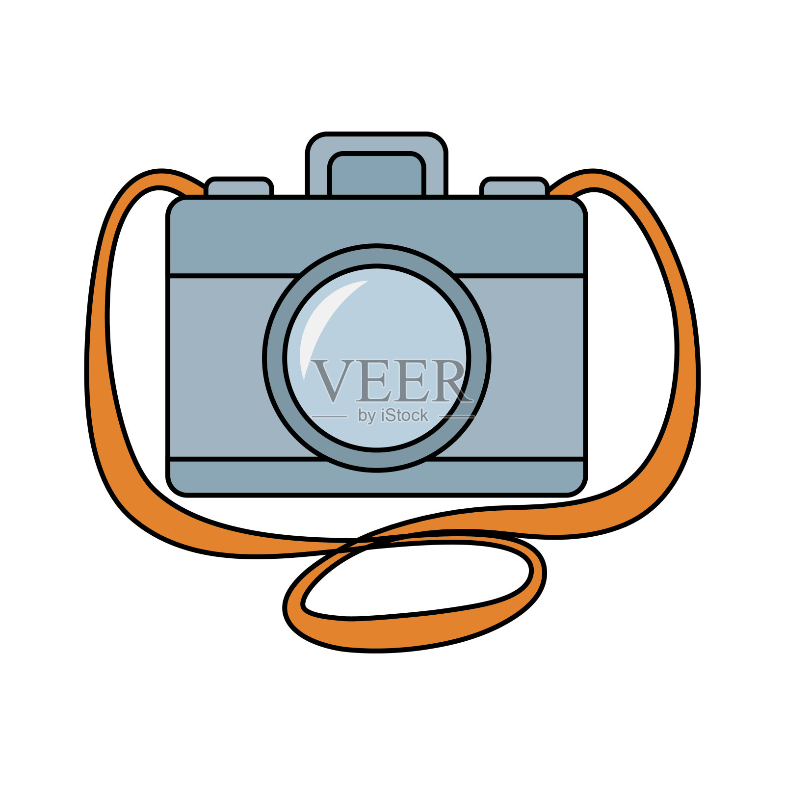 带眼镜和露营标志的旅行箱图标素材