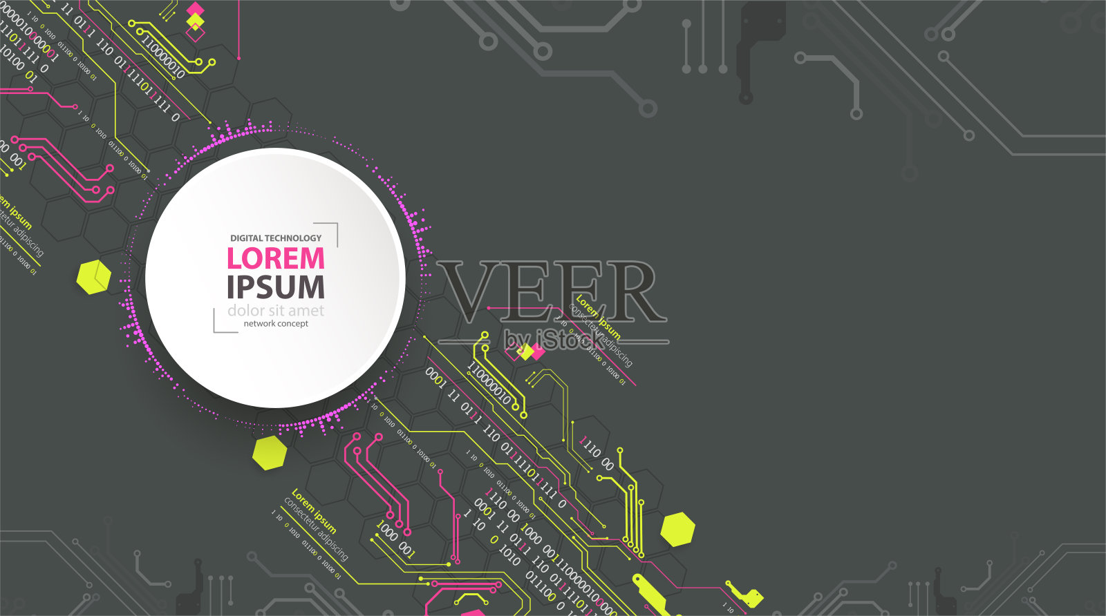 抽象的技术概念。电路板，高电脑色彩背景。矢量图插画图片素材