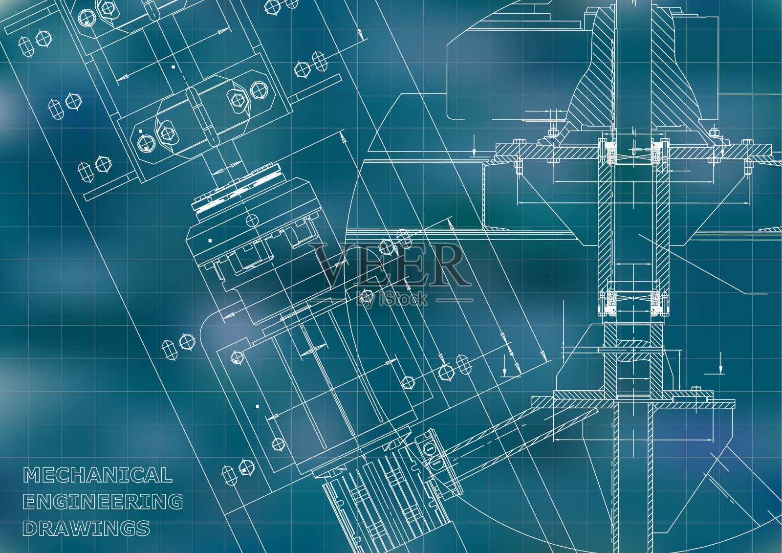 蓝图。机械施工。工程说明插画图片素材