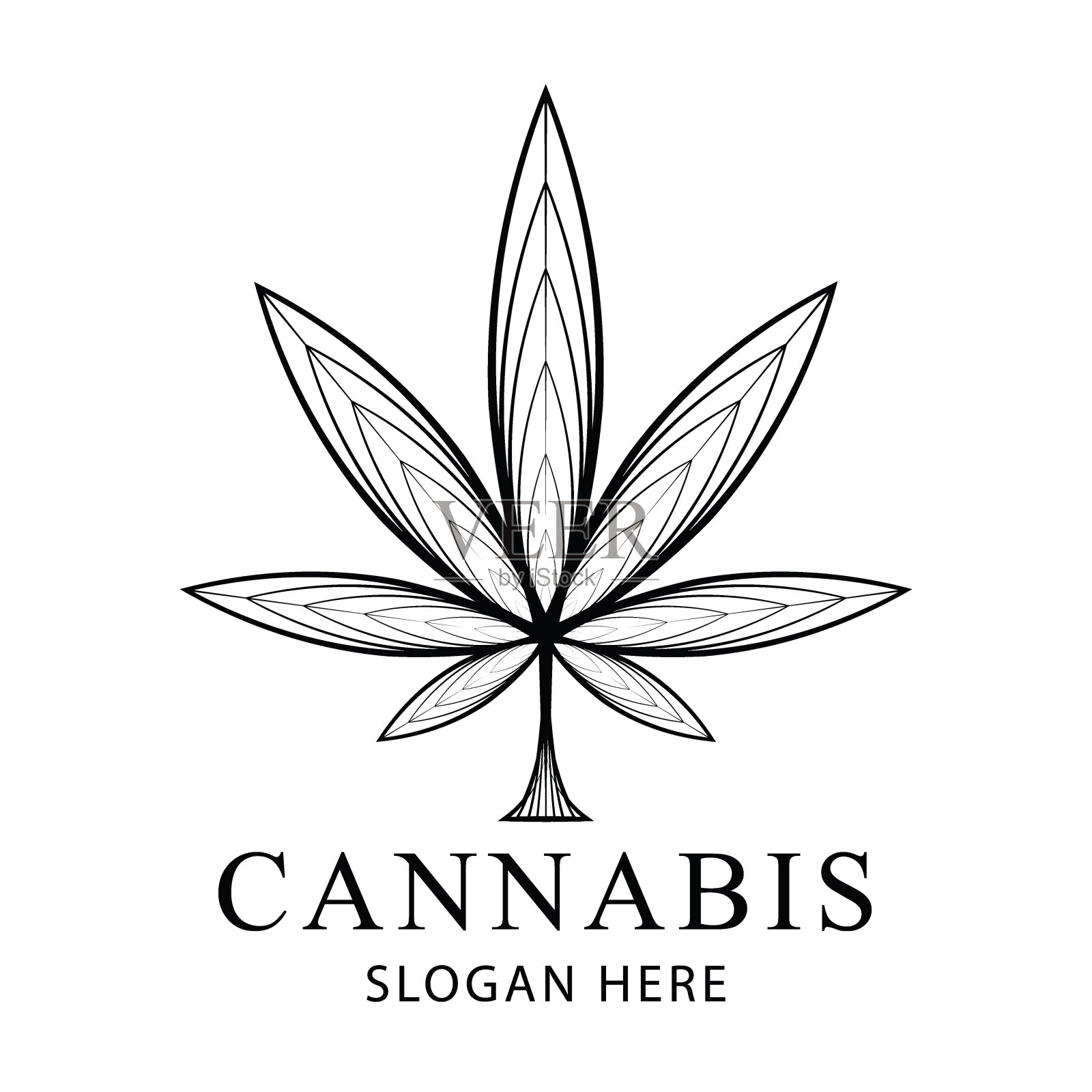 大麻叶生态标志设计矢量插画图片素材