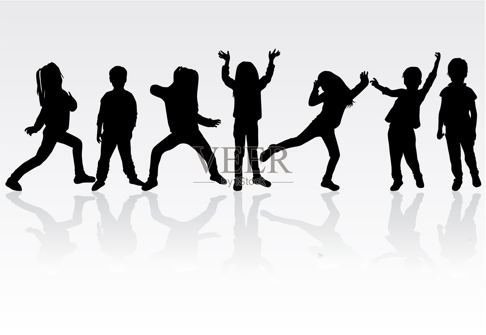 孩子剪影。矢量的工作。插画图片素材