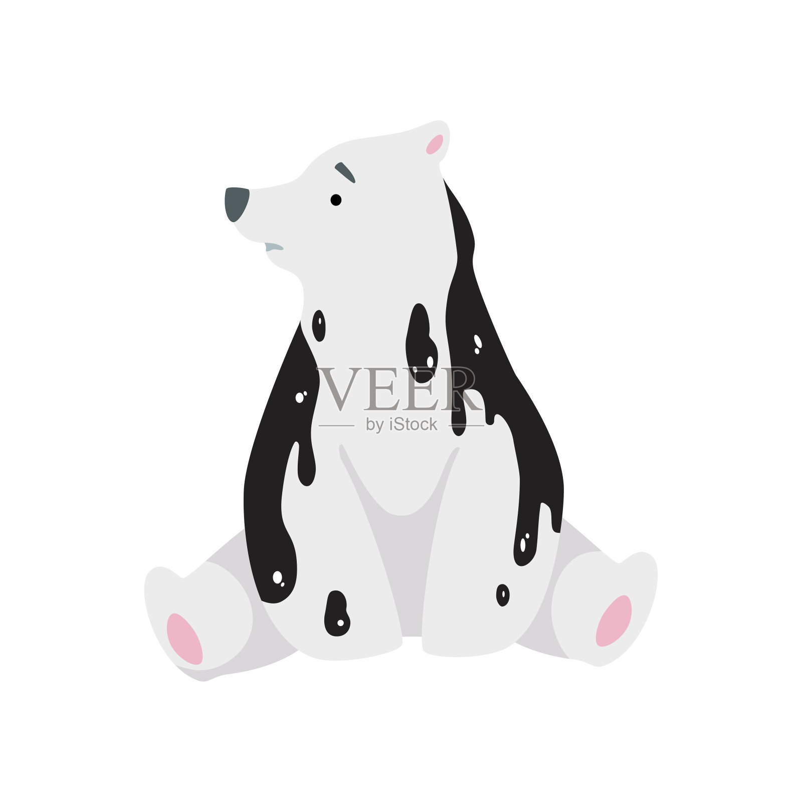 北极熊在油污，全球环境问题，生态灾难的载体插图在白色的背景设计元素图片