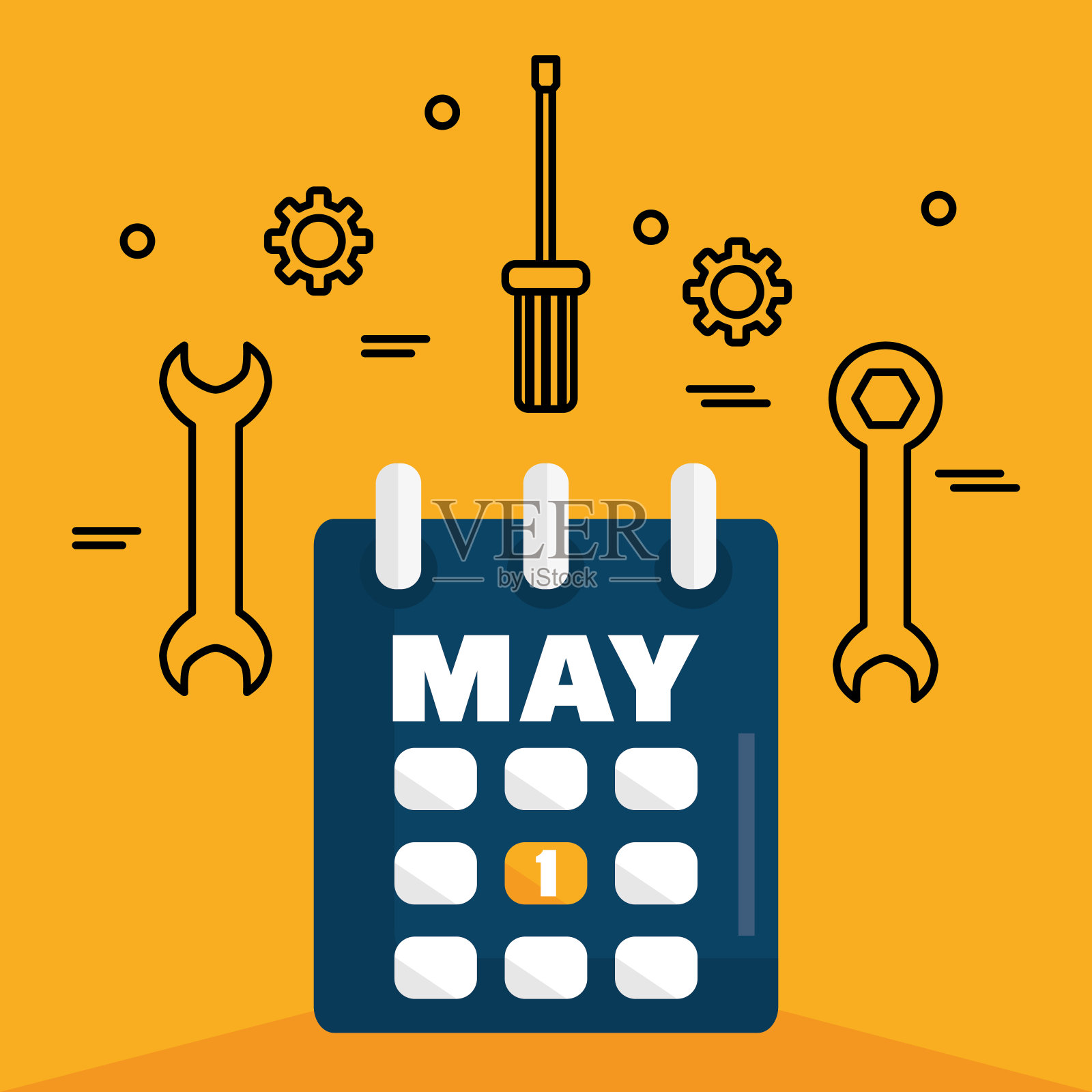 日历提醒扳手键设计模板素材