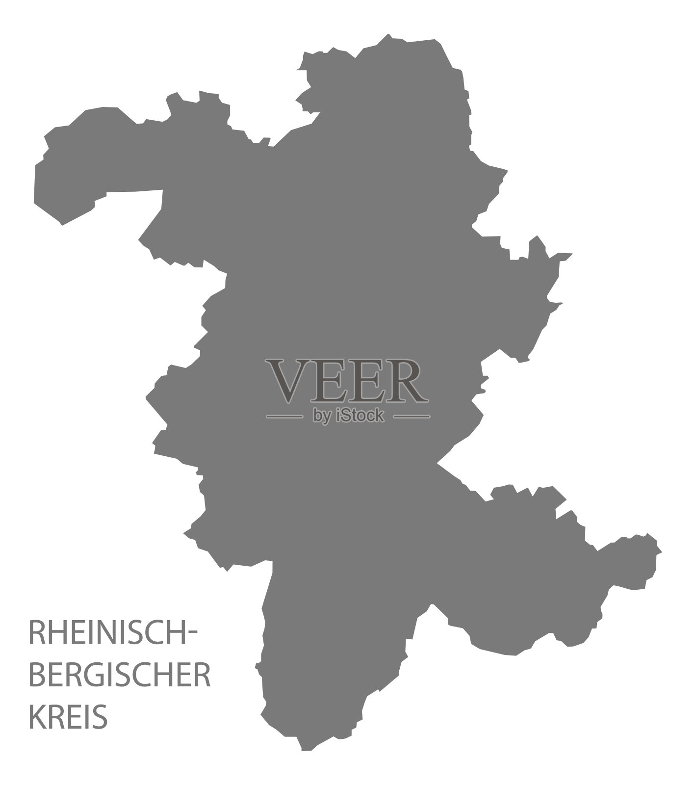 北莱茵威斯特法伦州克雷斯格雷县地图插画图片素材