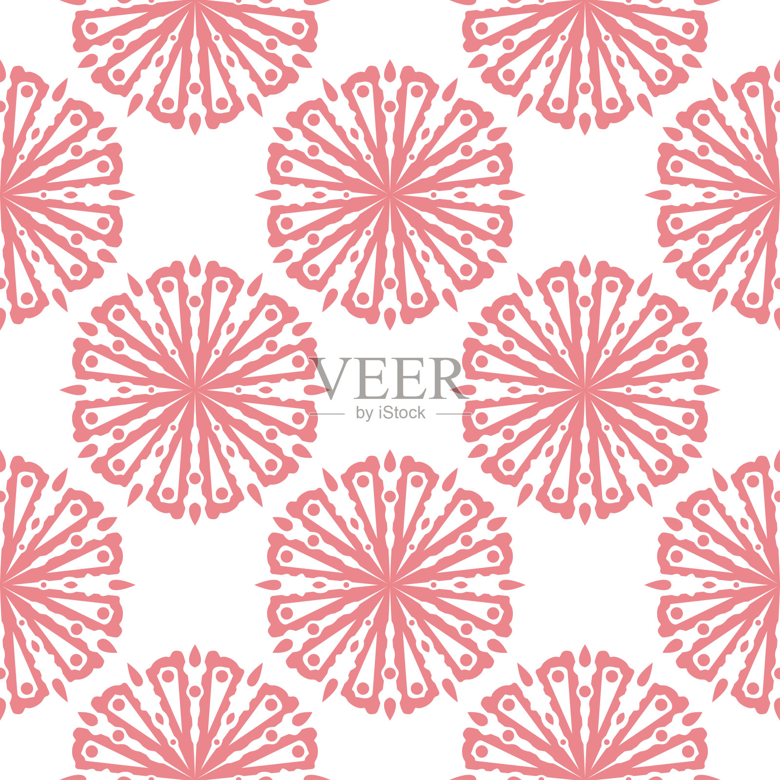 花卉无缝模式。白底粉色花朵插画图片素材