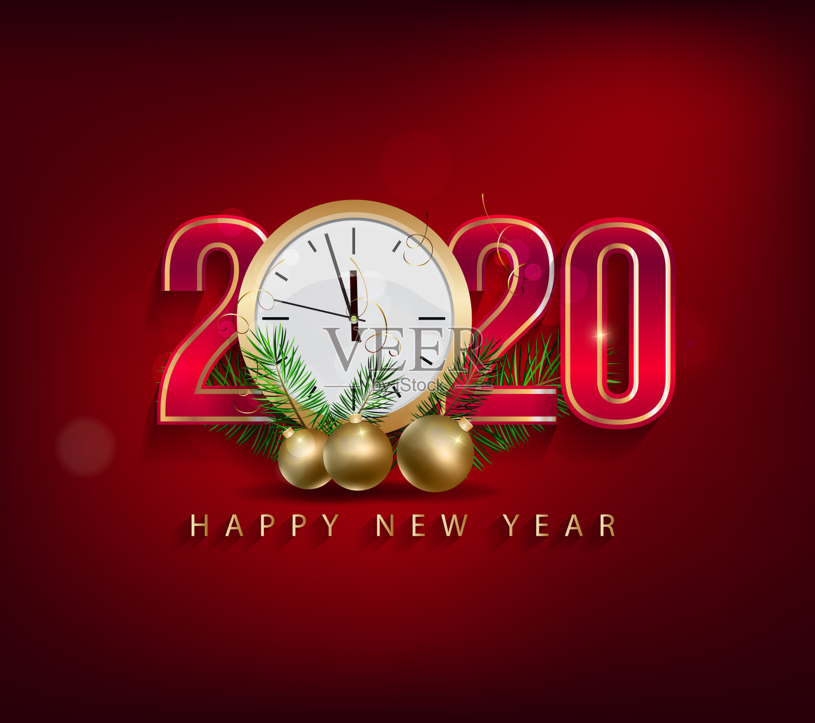 2020年新年快乐。鼠年插画图片素材