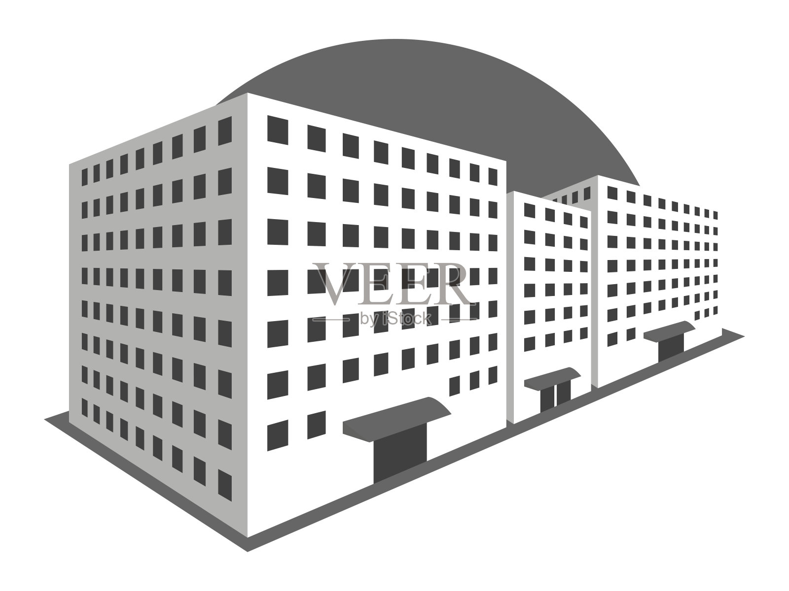 在白色背景上透视的建筑物。房子的轮廓，城市的3D。矢量插图。插画图片素材