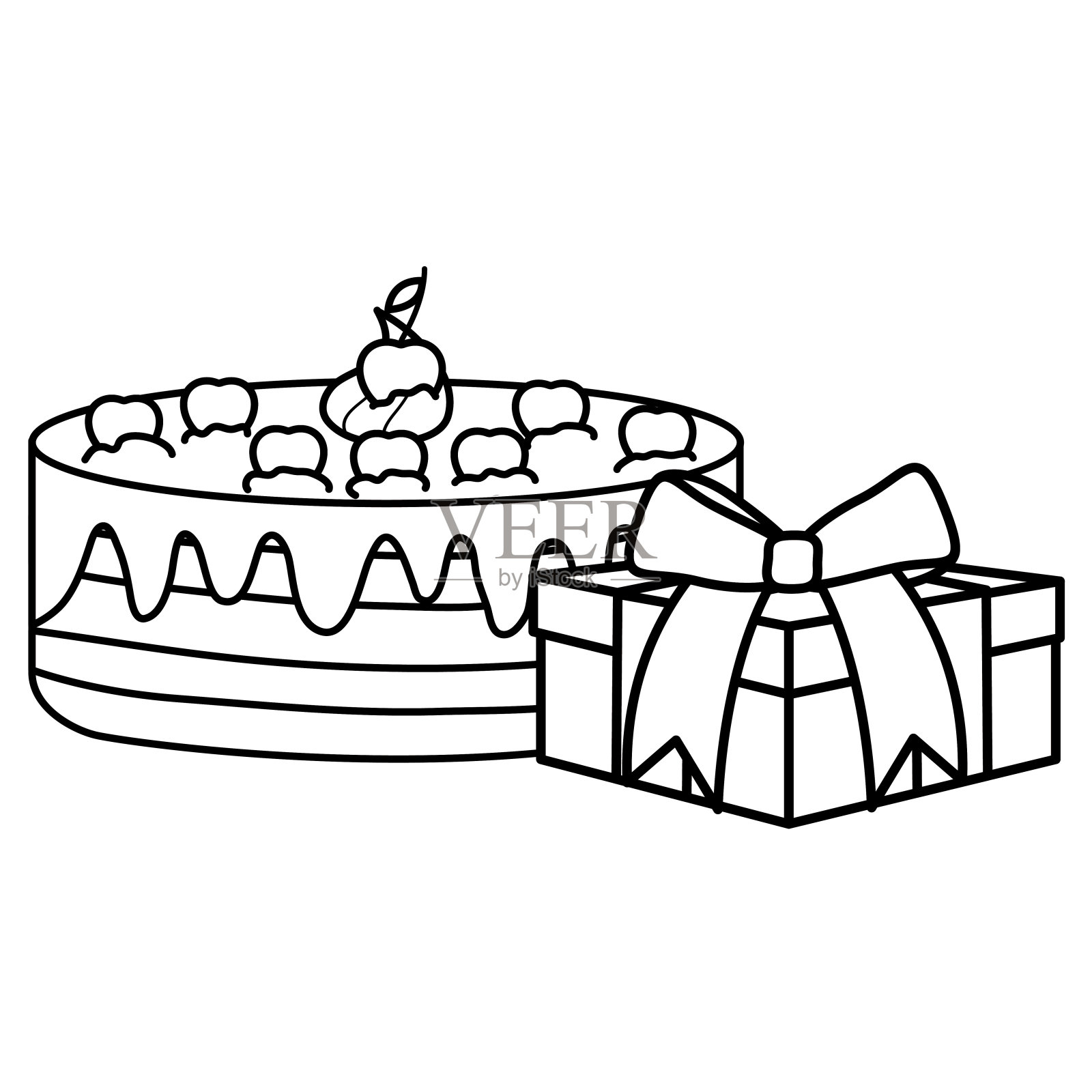 礼盒与甜蛋糕插画图片素材