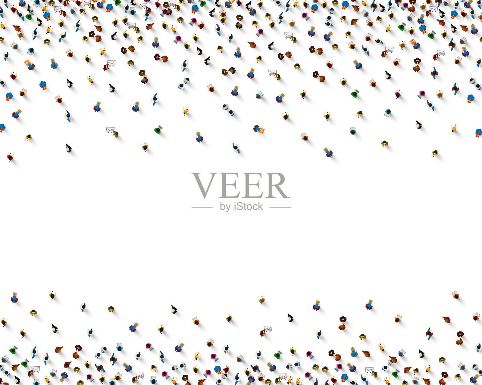 一群白色背景的人，商业封面。矢量图插画图片素材