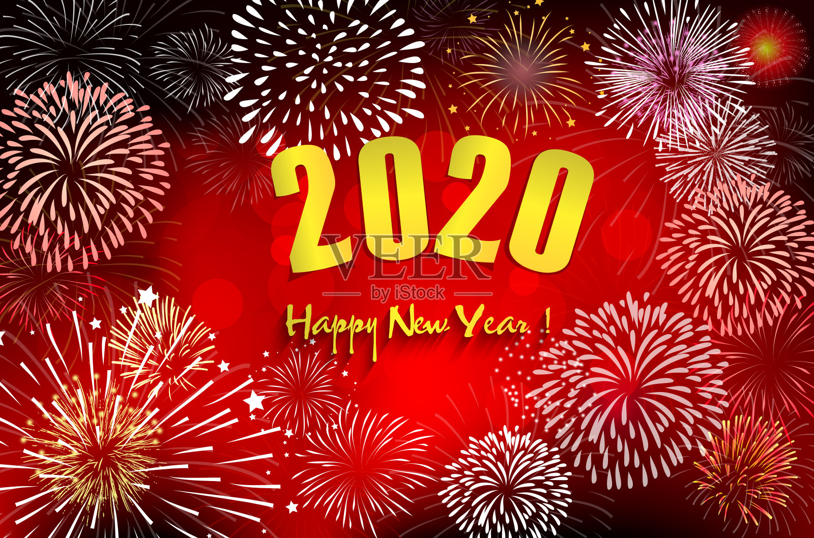 2020年新年快乐。鼠年插画图片素材