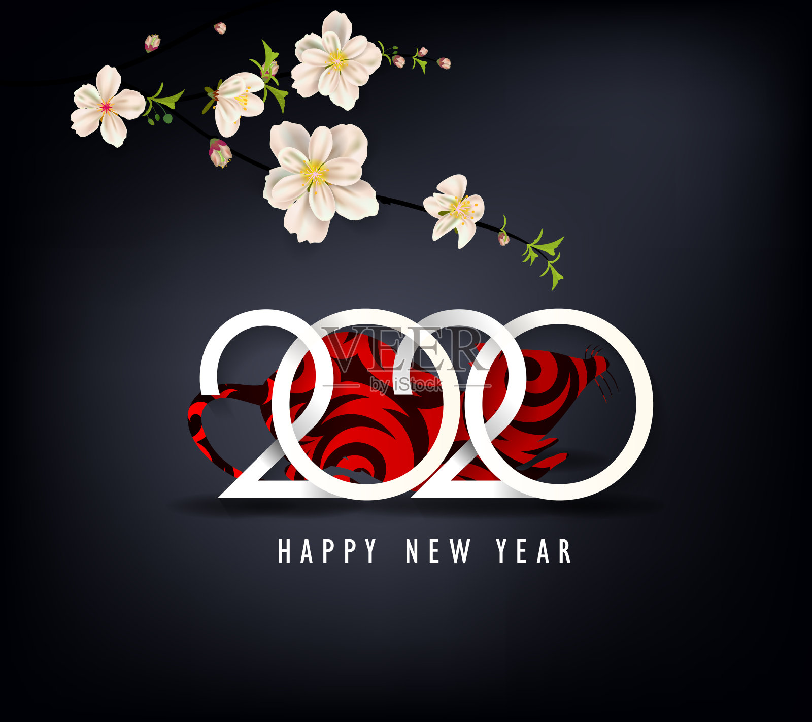 2020年新年快乐。鼠年插画图片素材