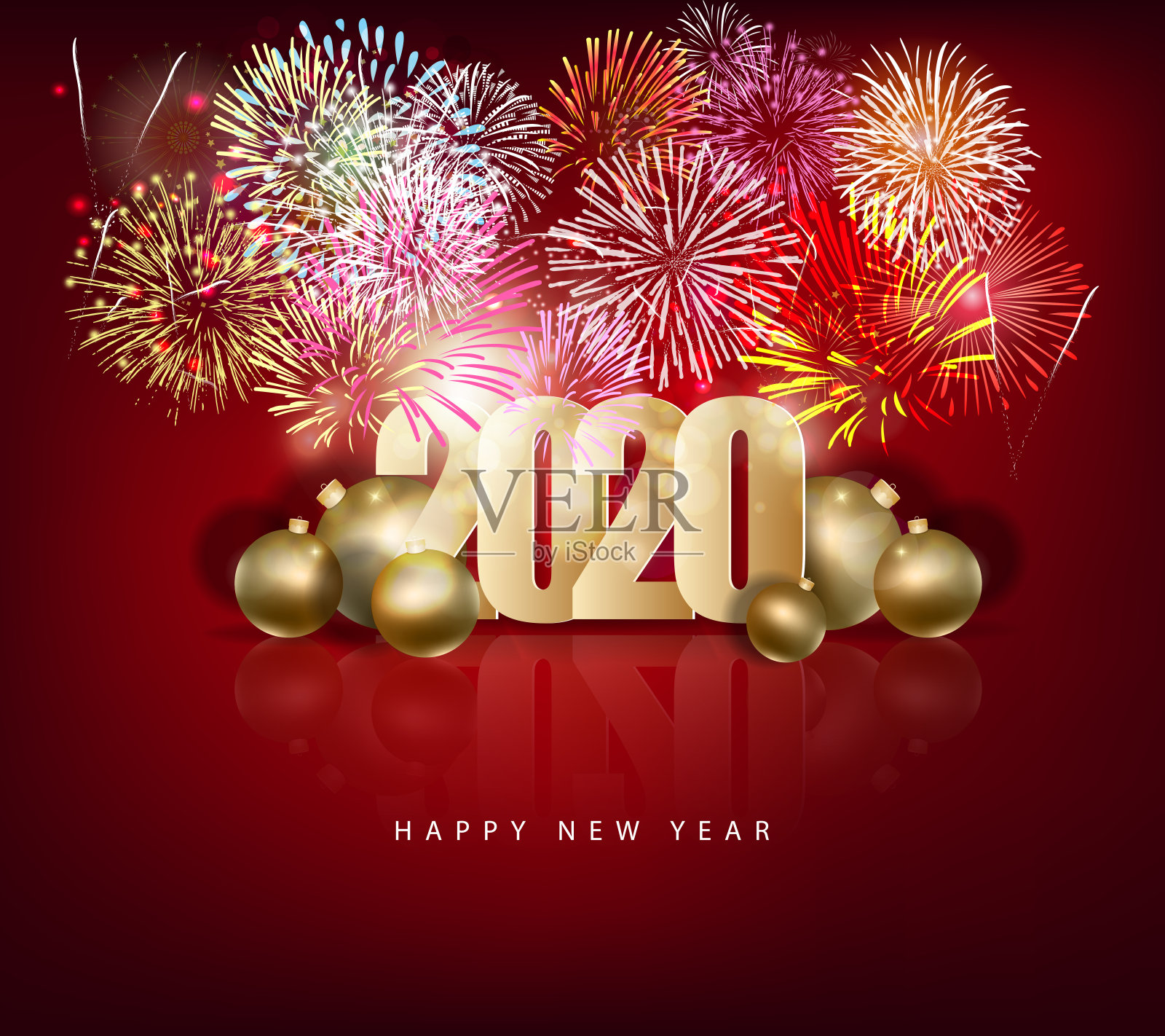 2020年新年快乐。鼠年插画图片素材