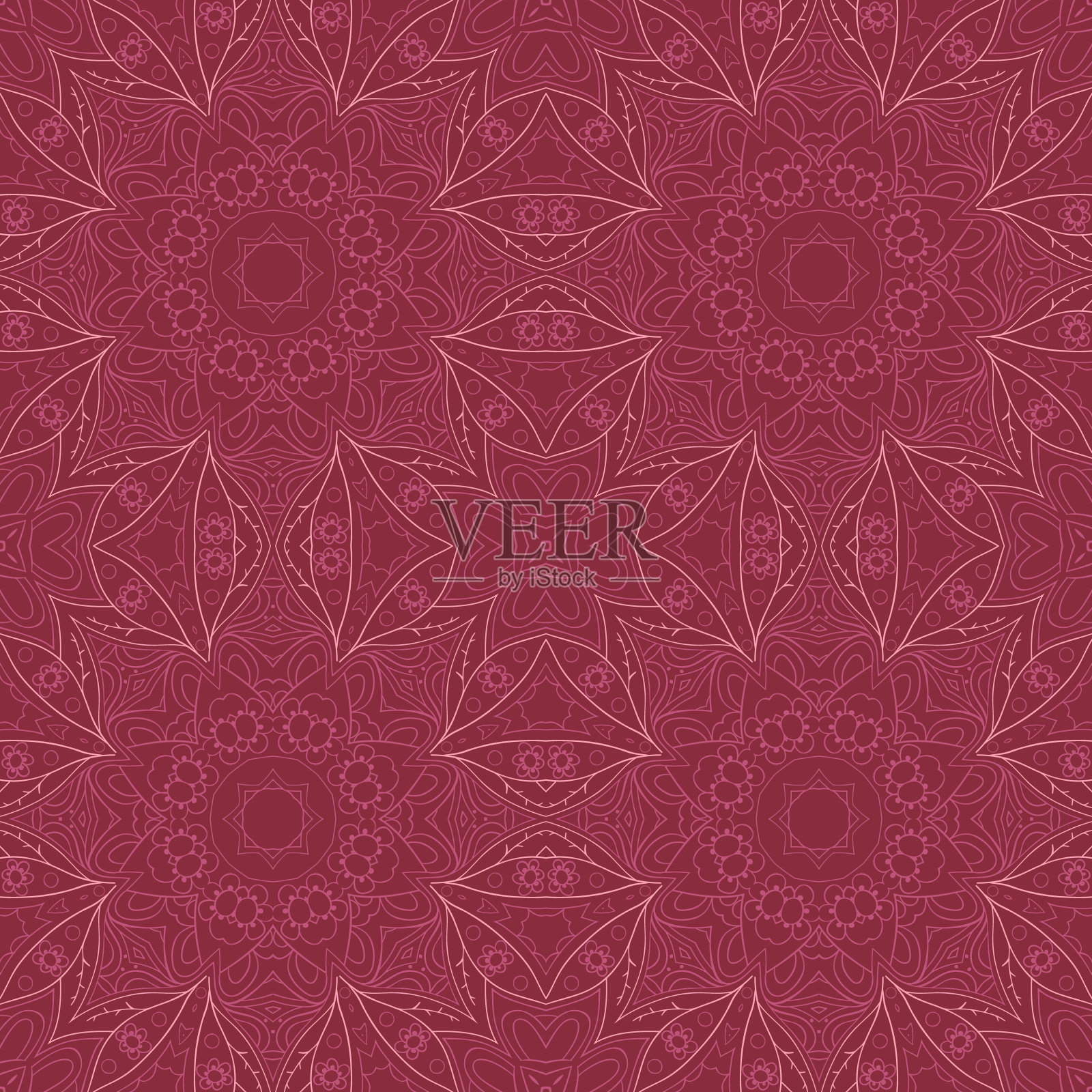 曼陀罗着色无缝图案插画图片素材